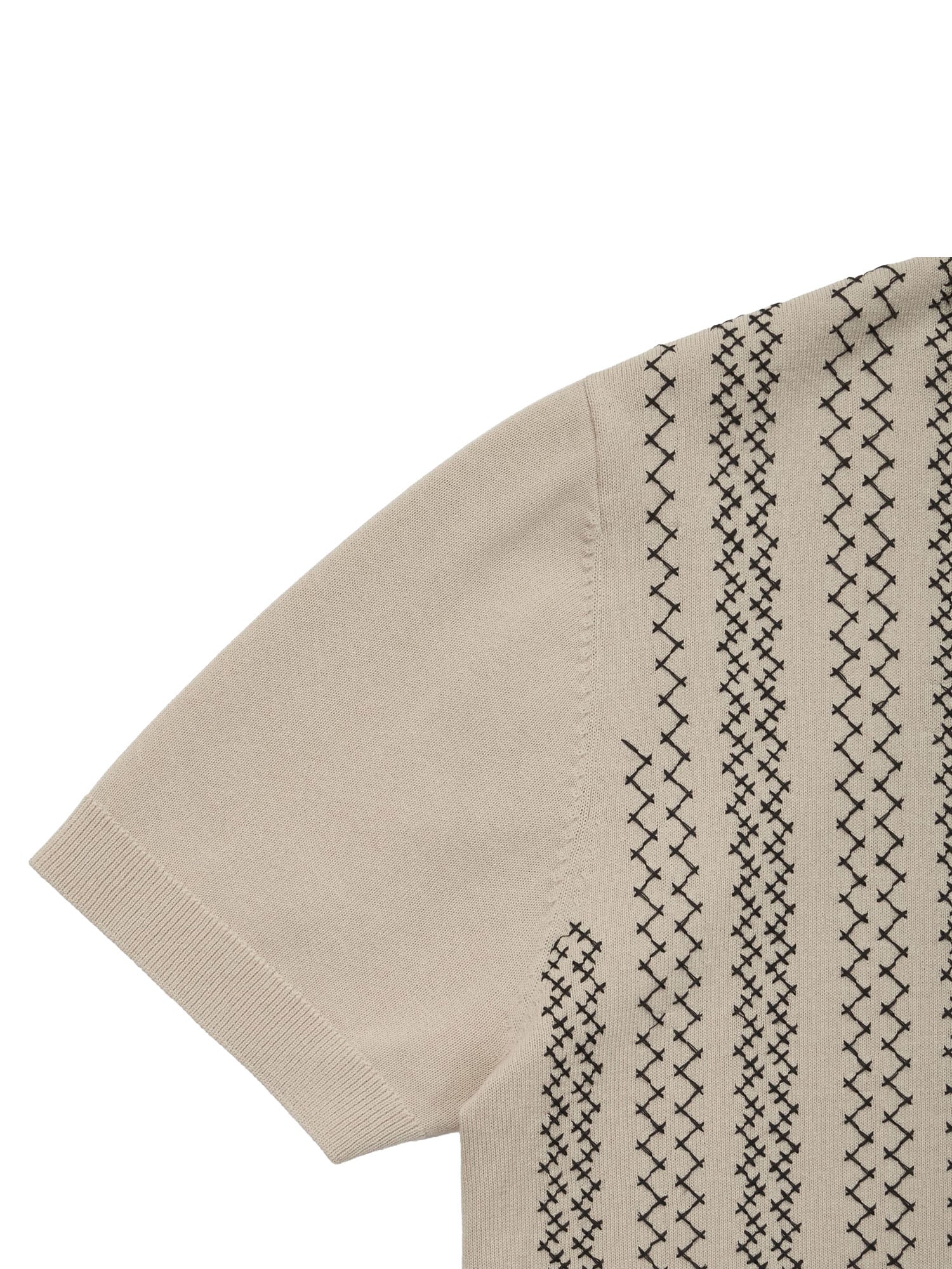 Paolo Pecora Camicia in maglia loose fit in cotone con ricamo Beige