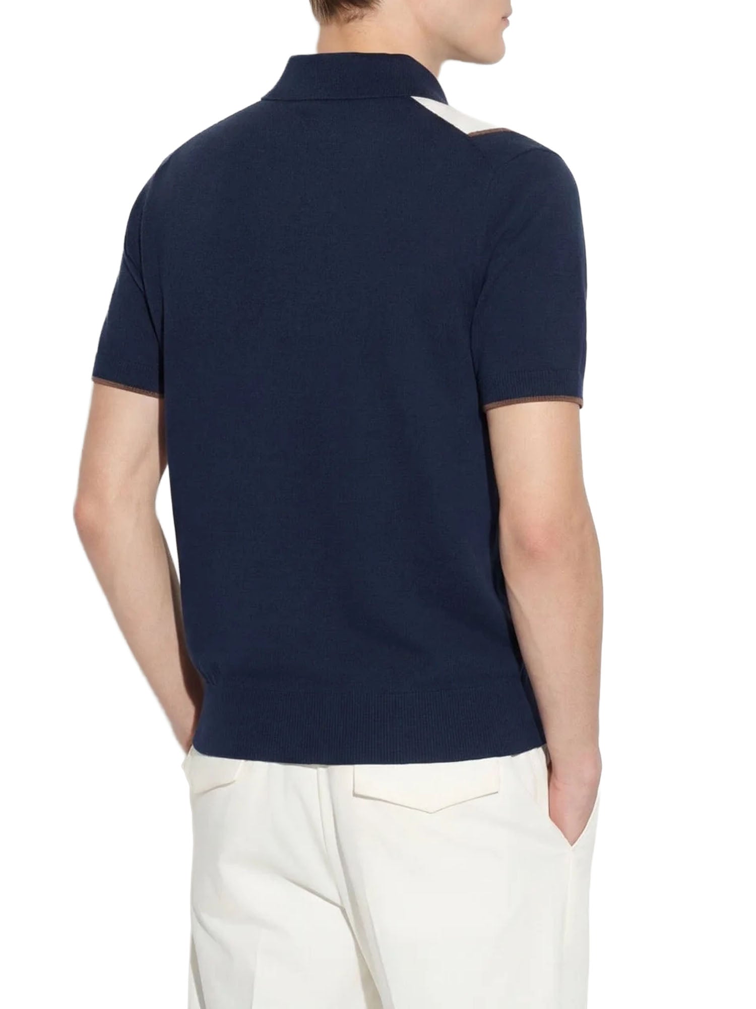 Paolo Pecora Maglia a Polo in Cotone con Motivo Blu