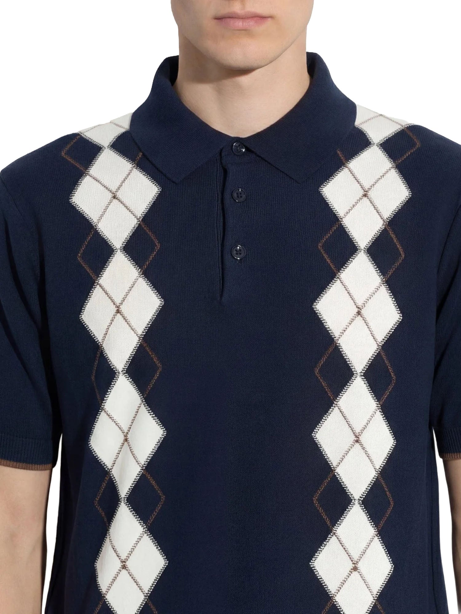 Paolo Pecora Maglia a Polo in Cotone con Motivo Blu