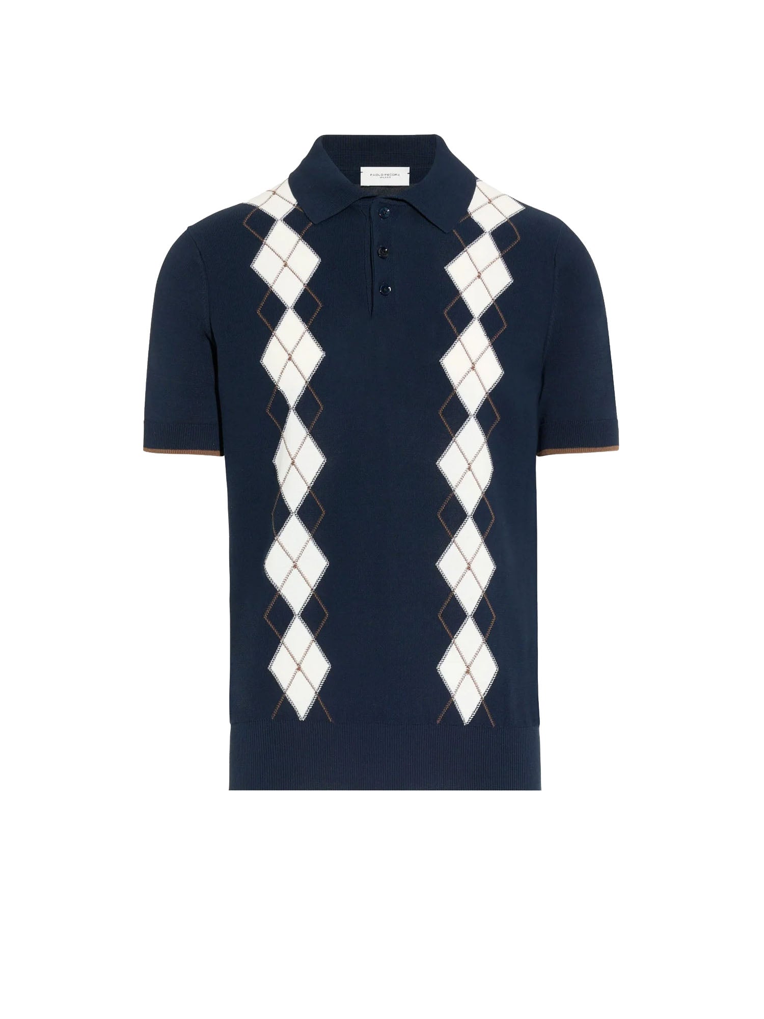 Paolo Pecora Maglia a Polo in Cotone con Motivo Blu