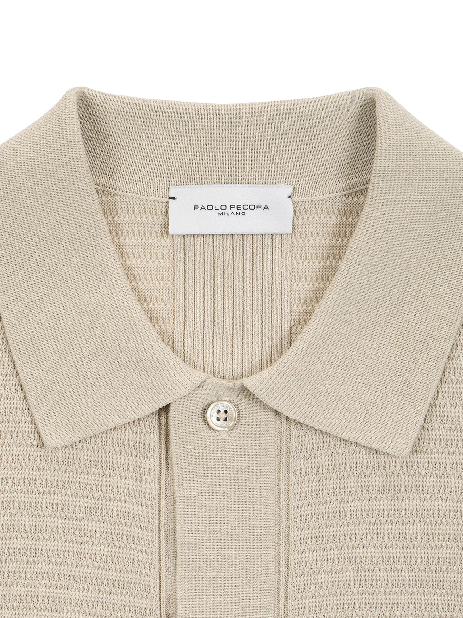 Paolo Pecora Camicia in maglia in cotone a trama strutturata Beige
