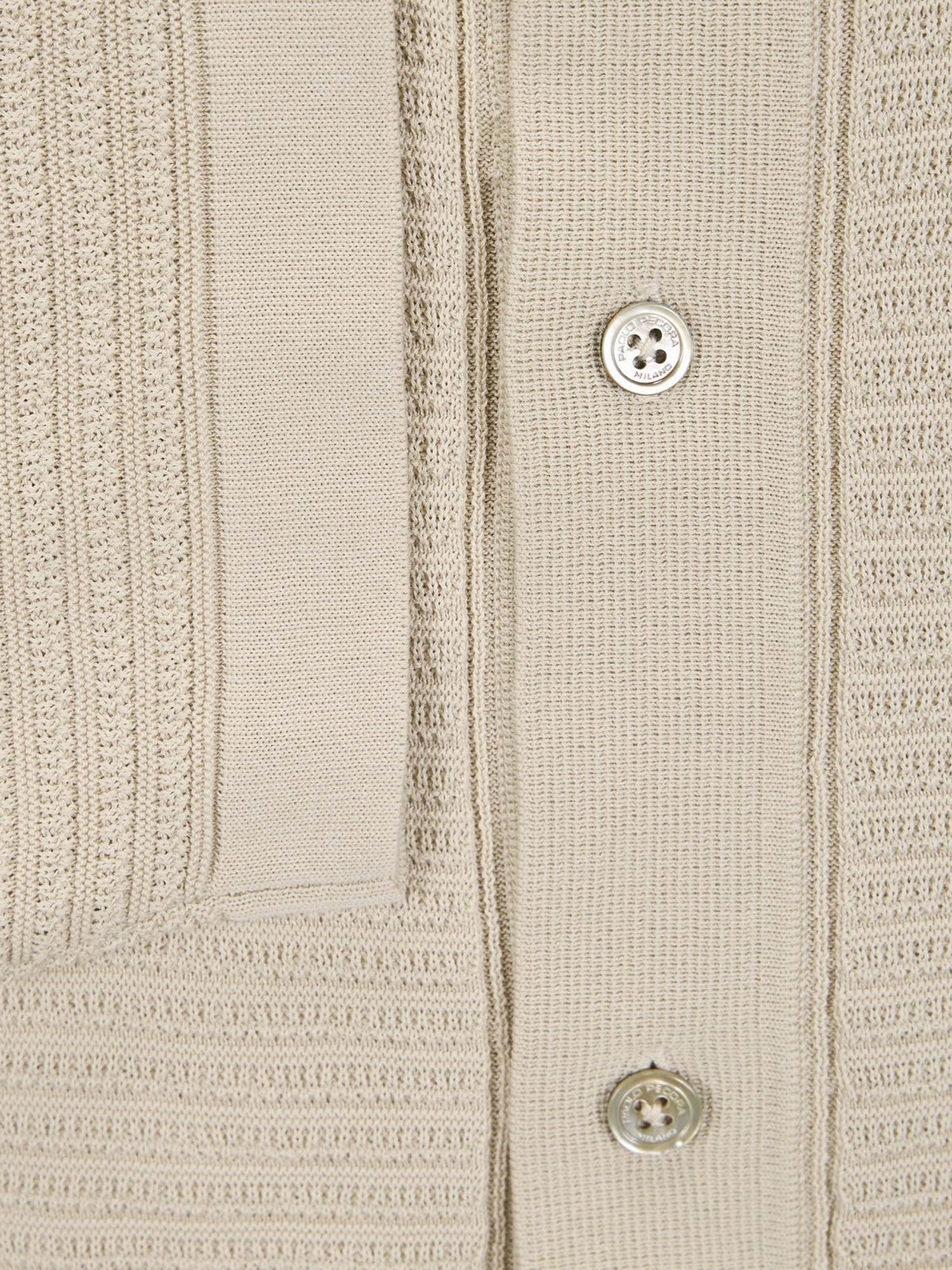 Paolo Pecora Camicia in maglia in cotone a trama strutturata Beige