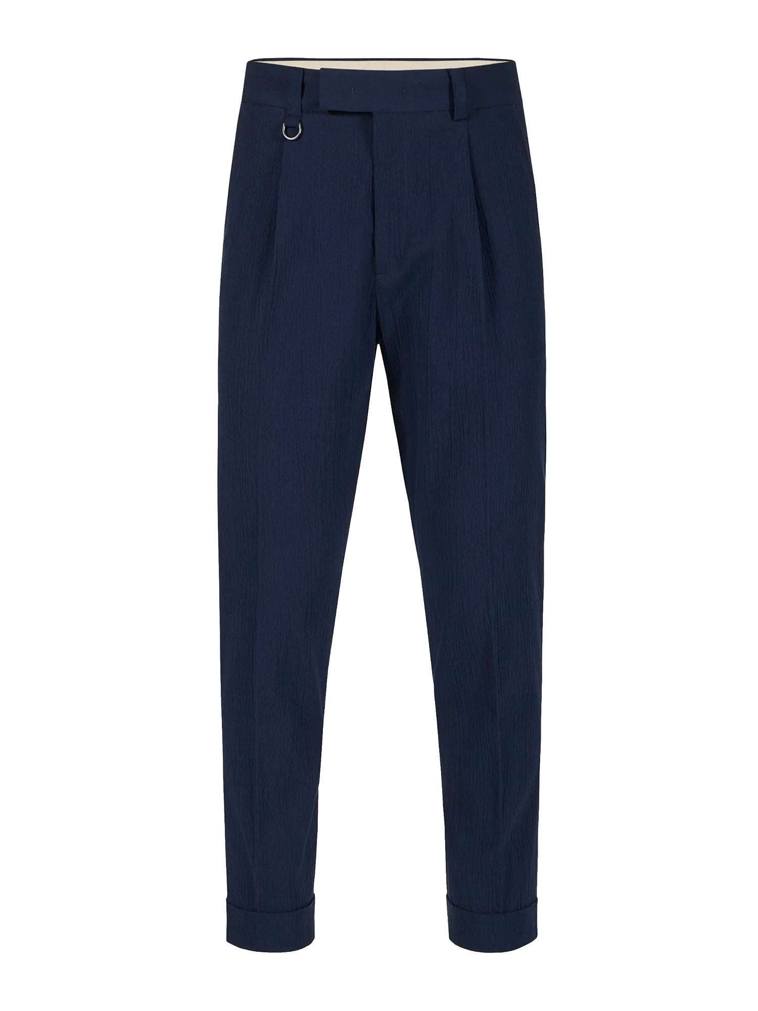 Paolo Pecora Pantalone chino relaxed fit in seersucker di cotone Blu