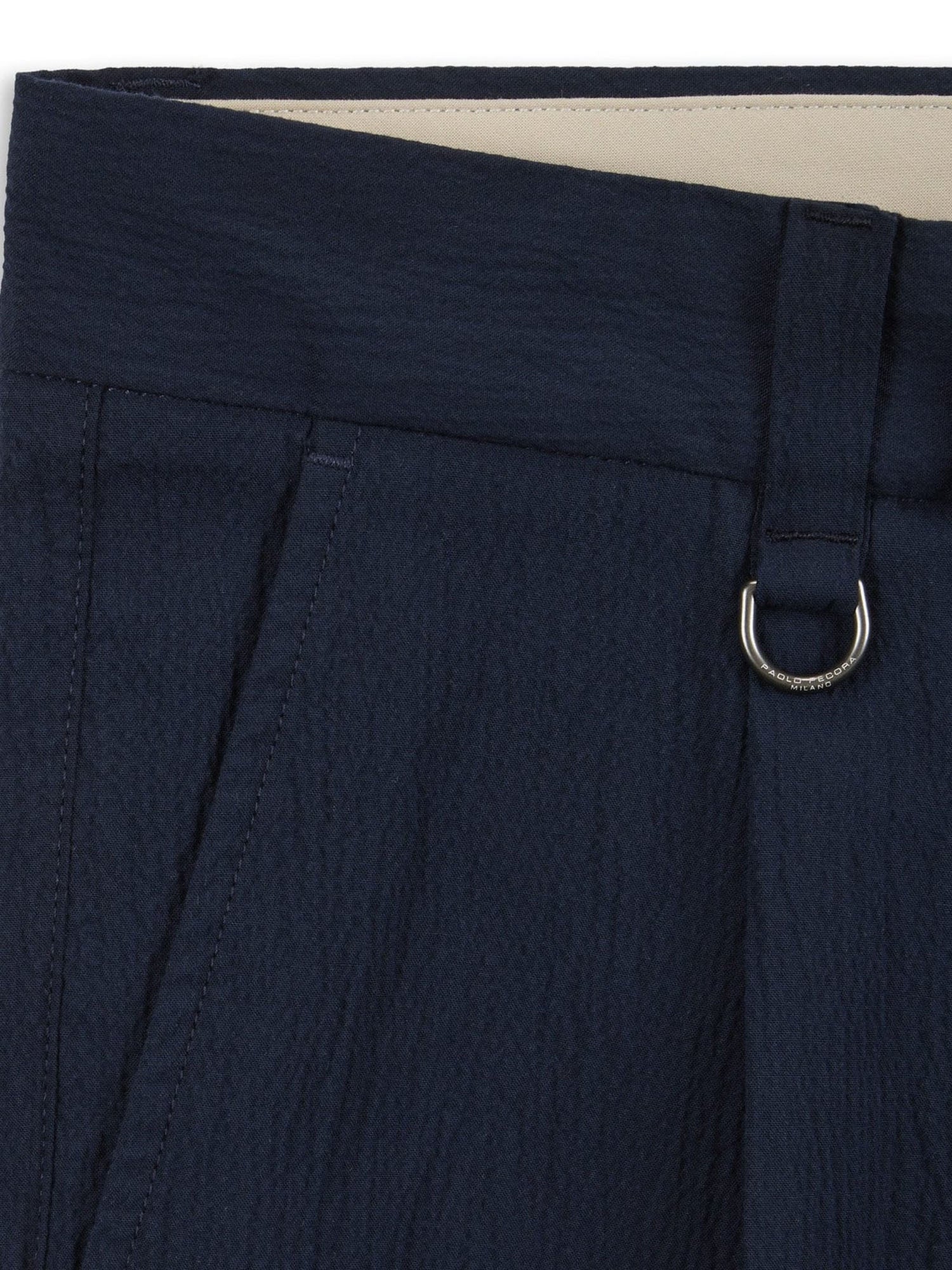 Paolo Pecora Pantalone chino relaxed fit in seersucker di cotone Blu