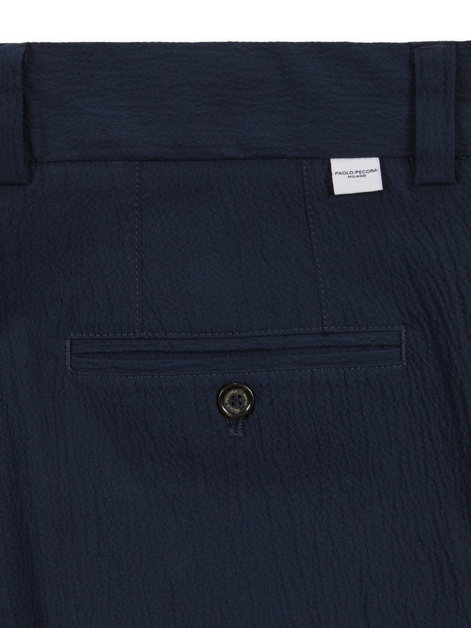 Paolo Pecora Pantalone chino relaxed fit in seersucker di cotone Blu