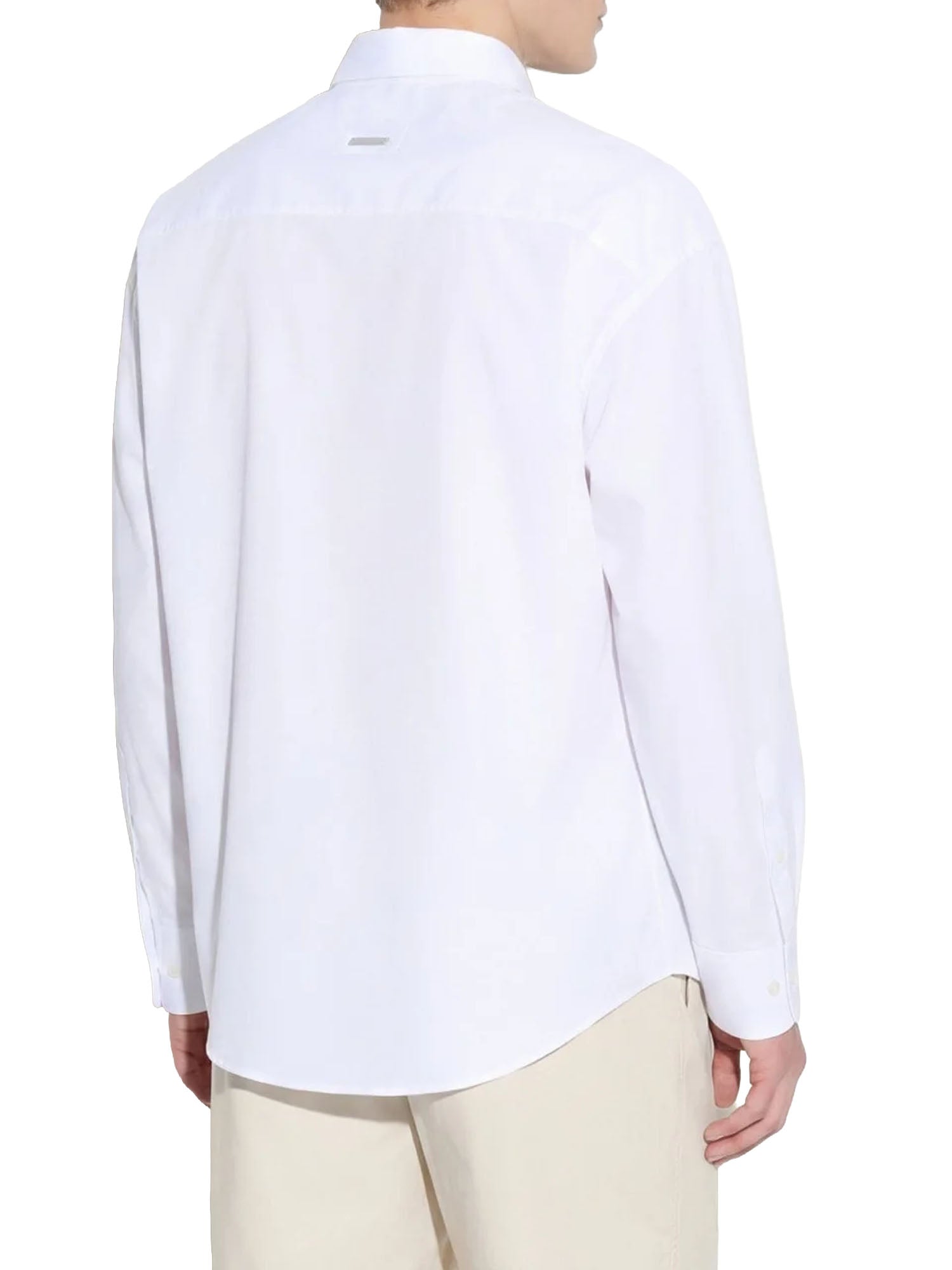 Paolo Pecora Camicia Boxy Fit a Maniche Lunghe in Cotone Bianco