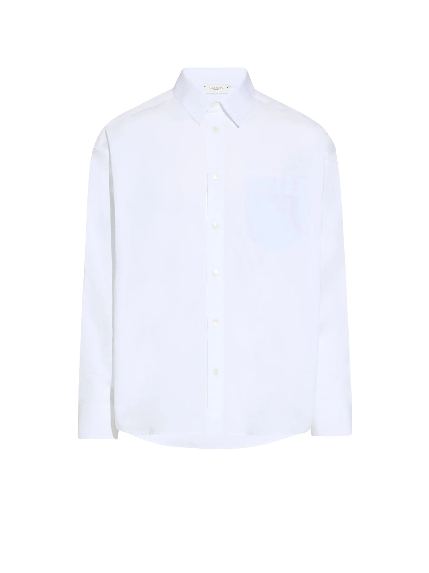 Paolo Pecora Camicia Boxy Fit a Maniche Lunghe in Cotone Bianco