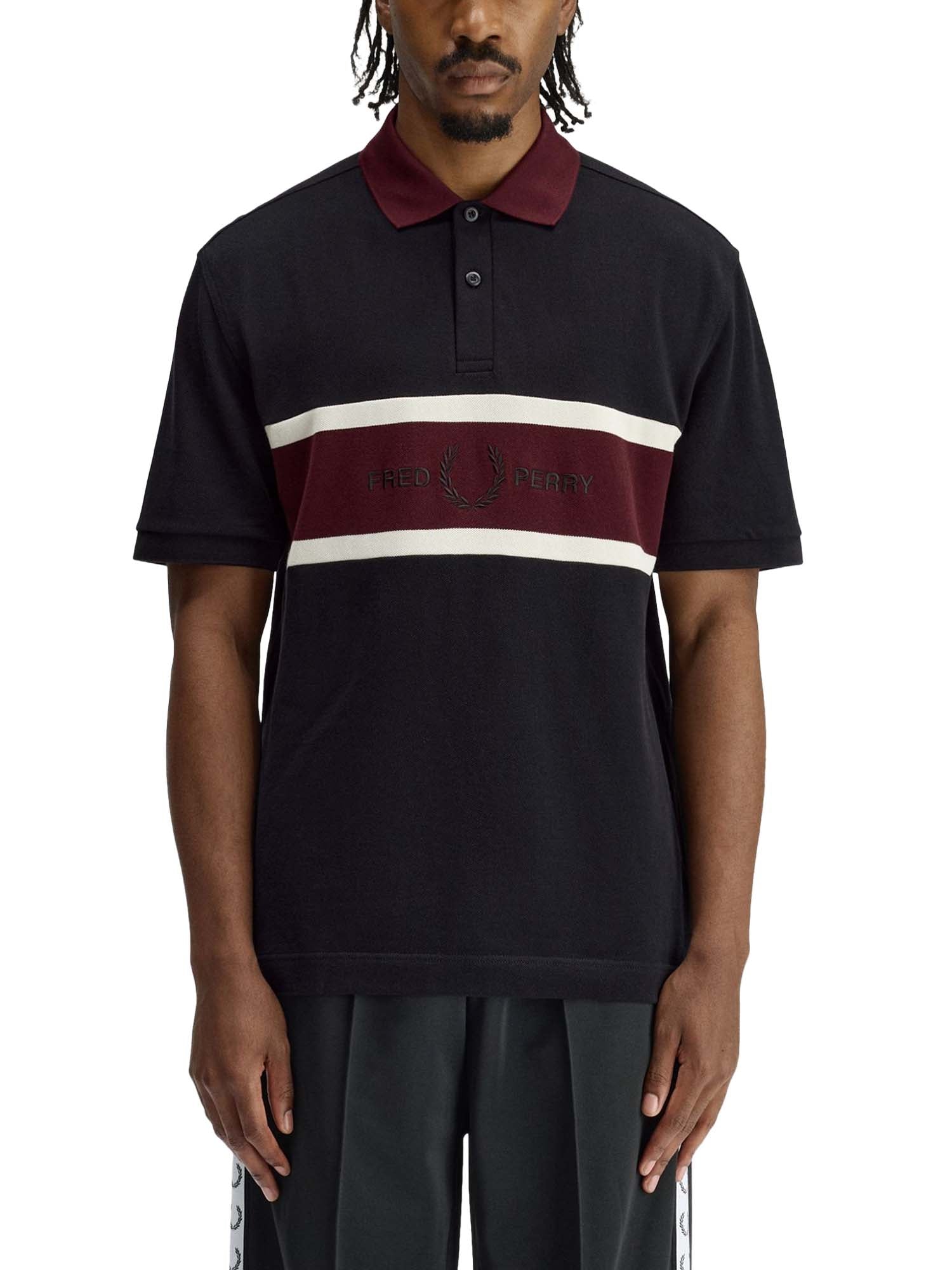 Fred Perry Polo con inserto ricamato Nero