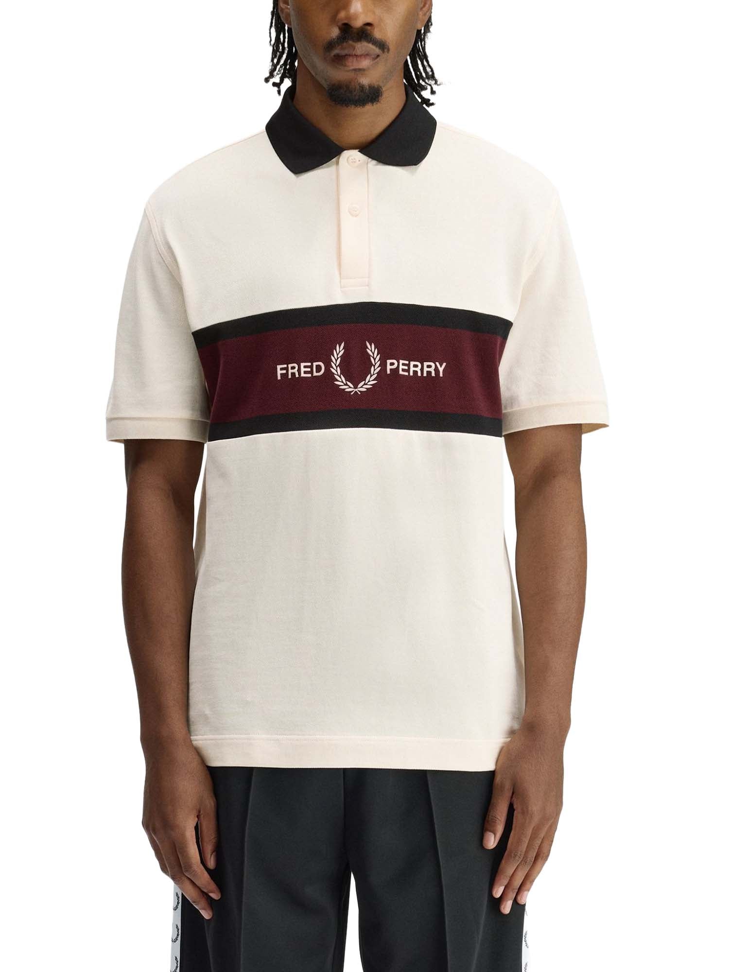 Fred Perry Polo con inserto ricamato Bianco