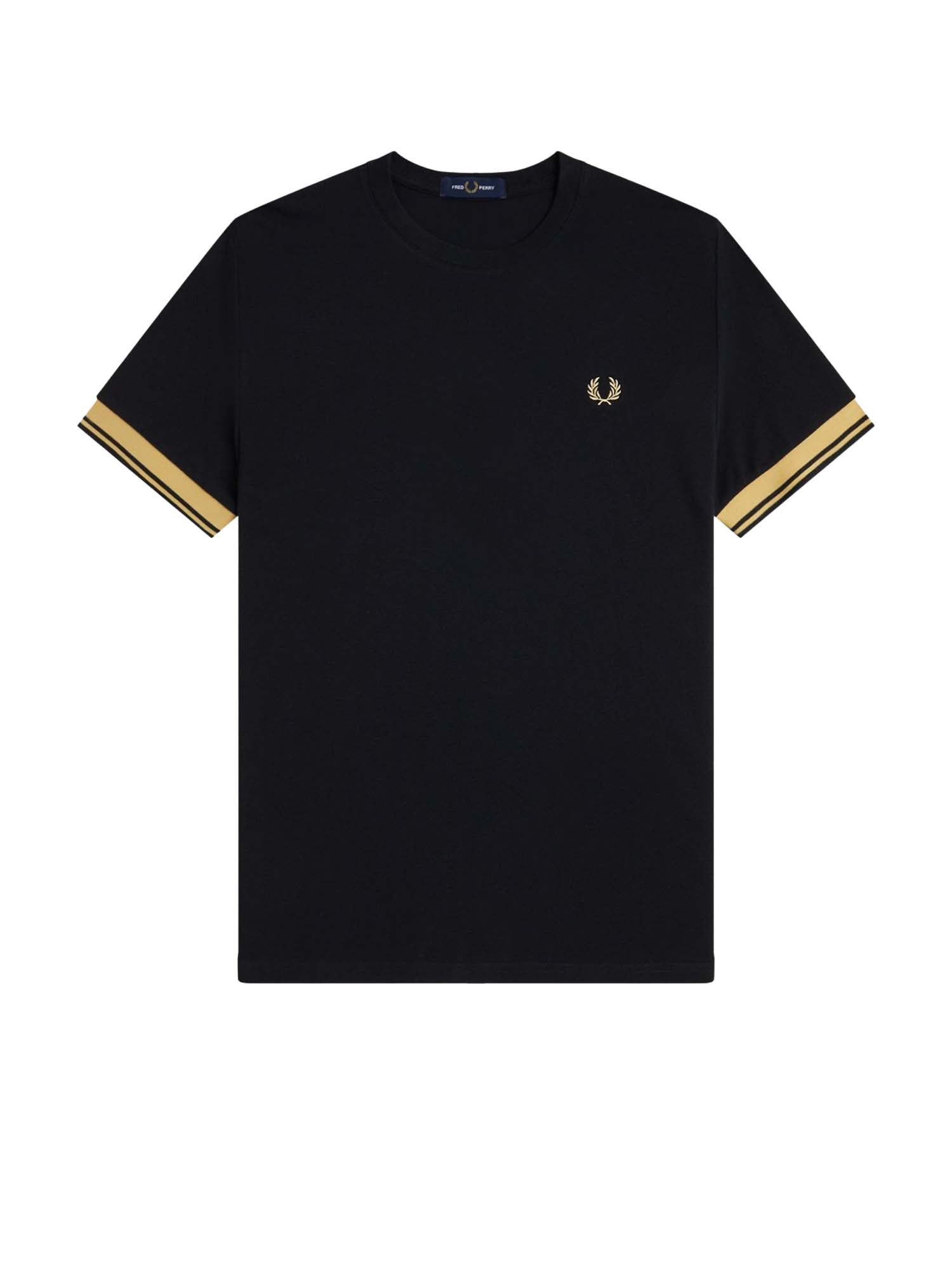Fred Perry T-shirt con doppia riga sul bordo manica Nero