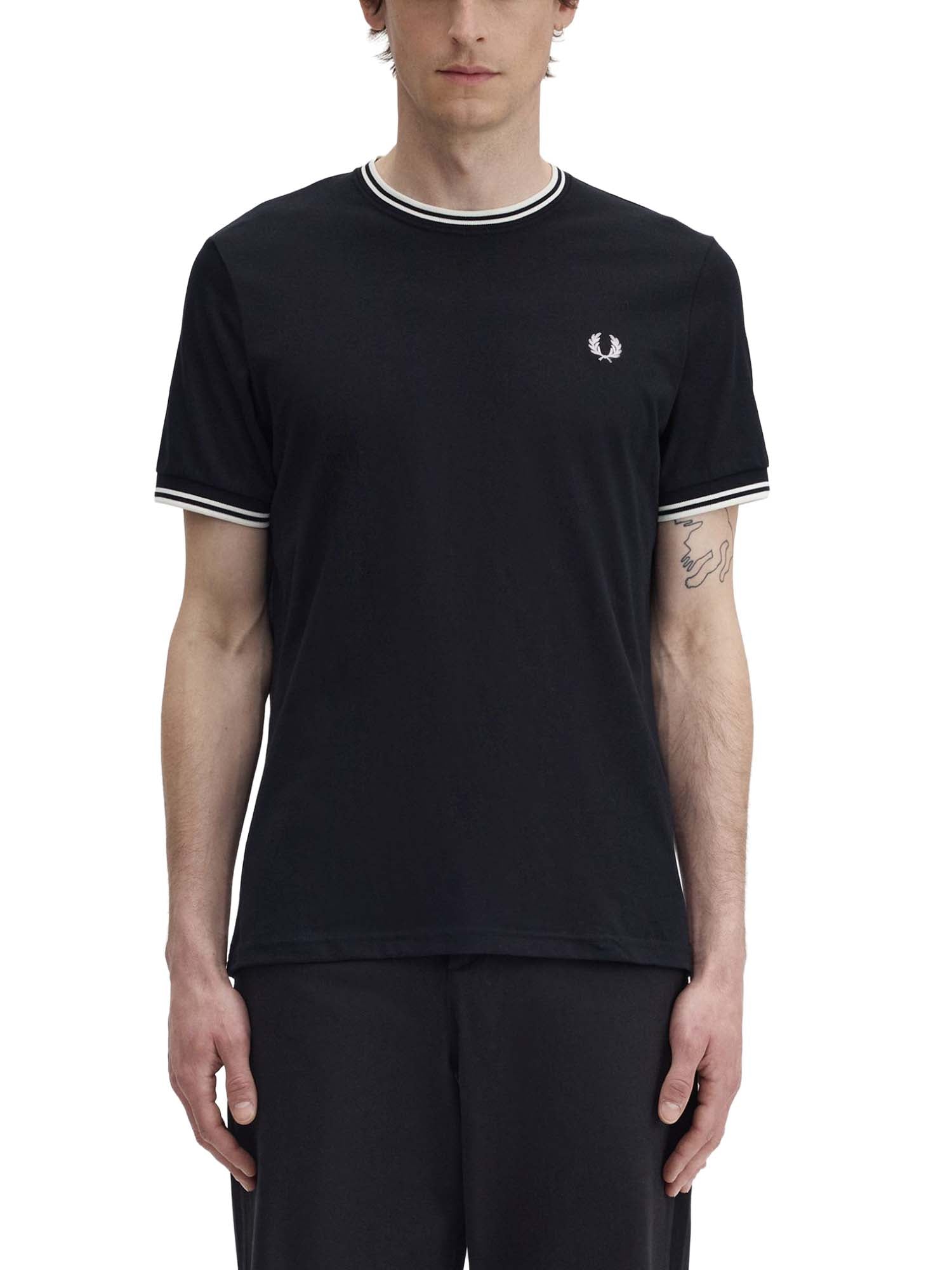 Fred Perry T-shirt con doppia riga Nero
