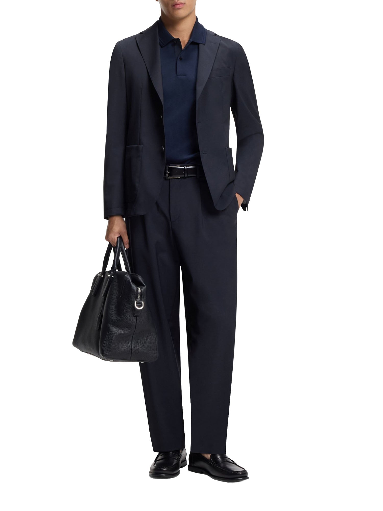 Boss Pantaloni con fit affusolato in tessuto elasticizzato Blu