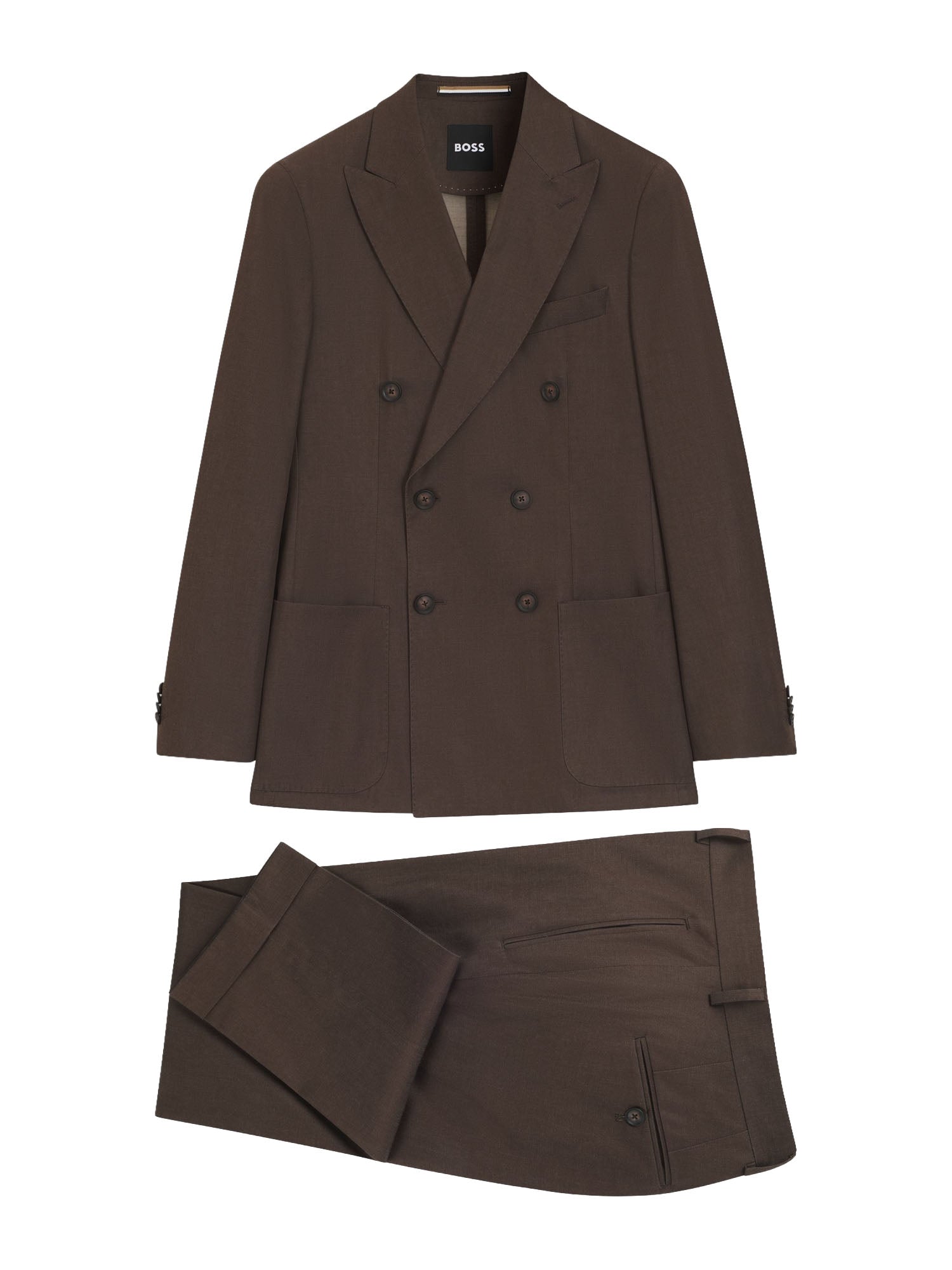 Boss Abito Slim Fit Due Pezzi in Cotone Elasticizzato Marrone