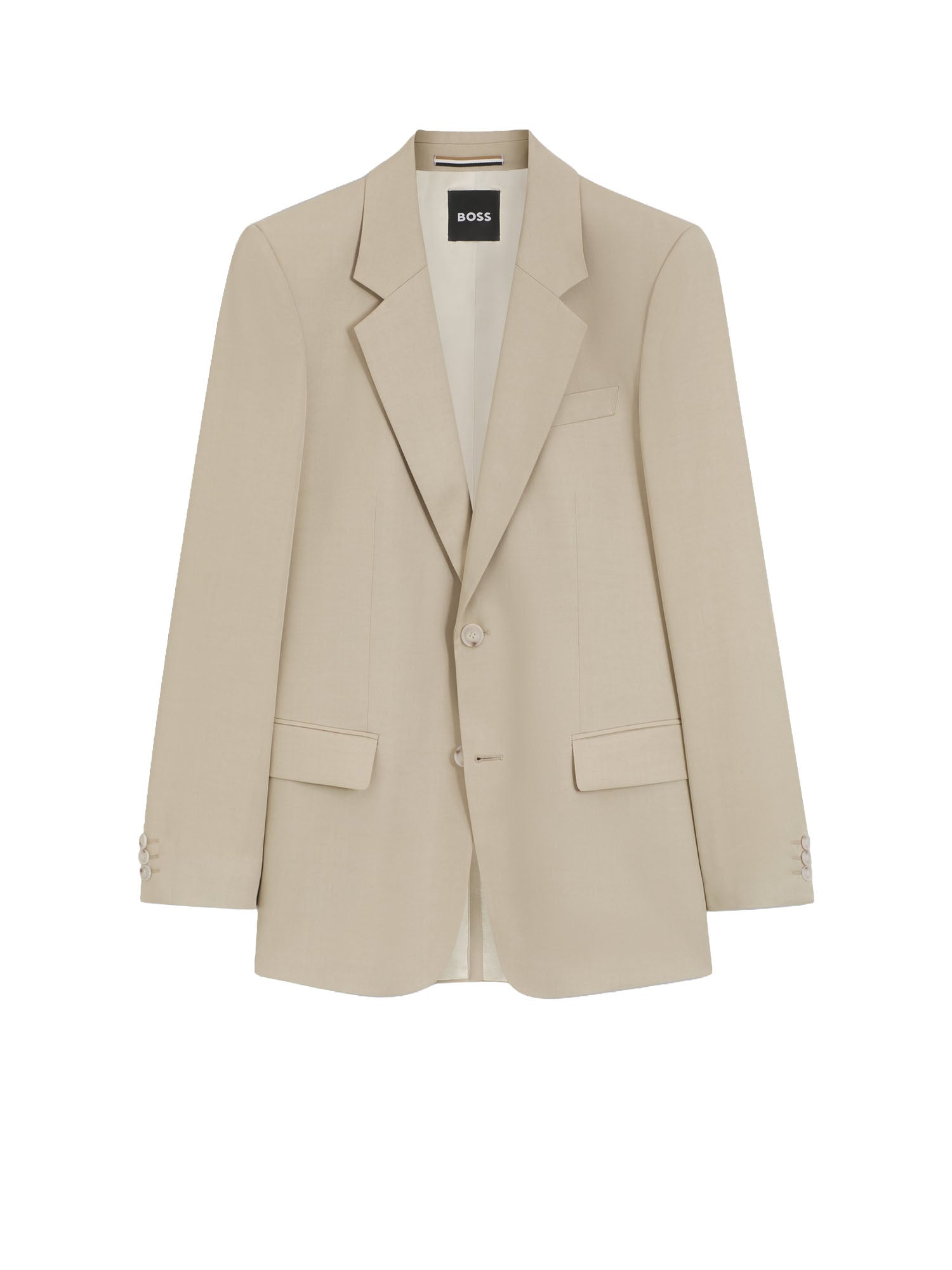 Boss Giacca abito relaxed fit in twill Beige