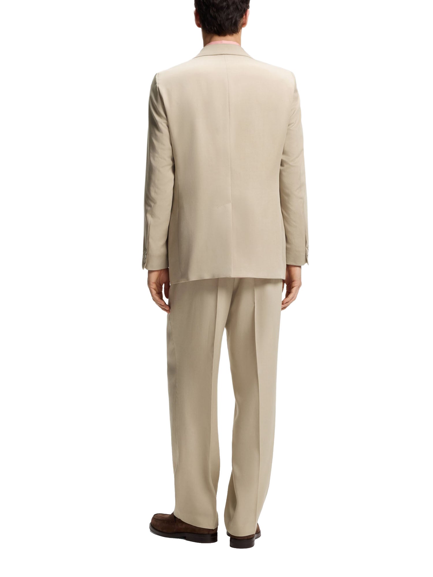 Boss Giacca abito relaxed fit in twill Beige