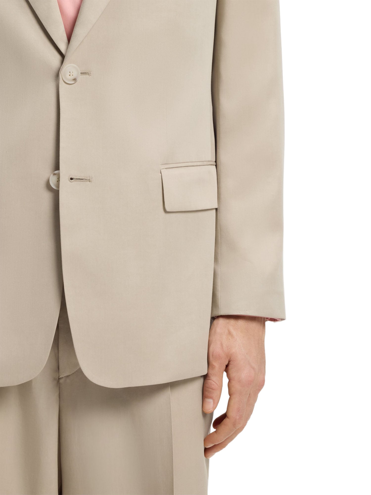 Boss Giacca abito relaxed fit in twill Beige