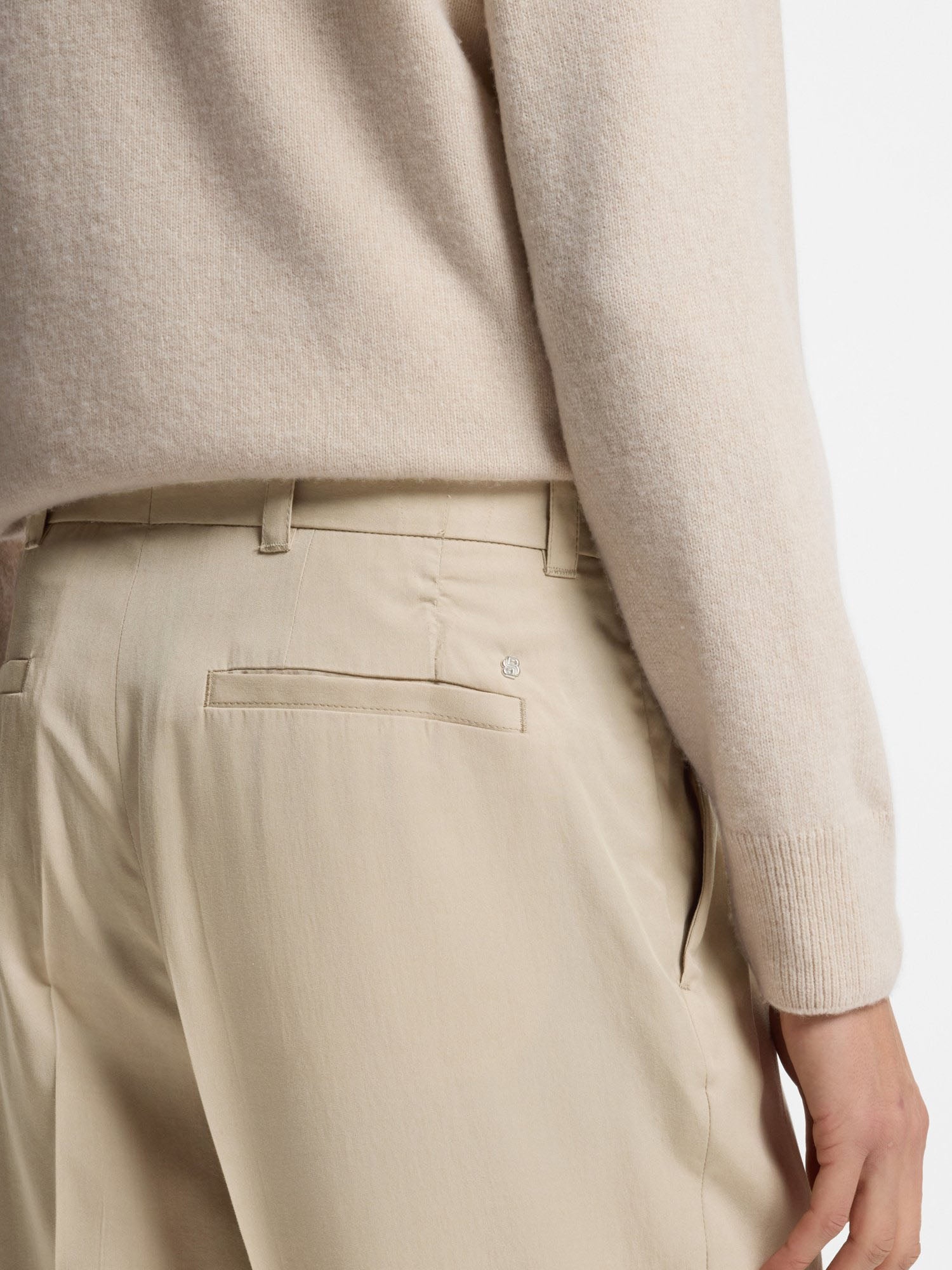 Boss Pantaloni Oversized fit in Cotone Elasticizzato con Doppie Pieghe Beige