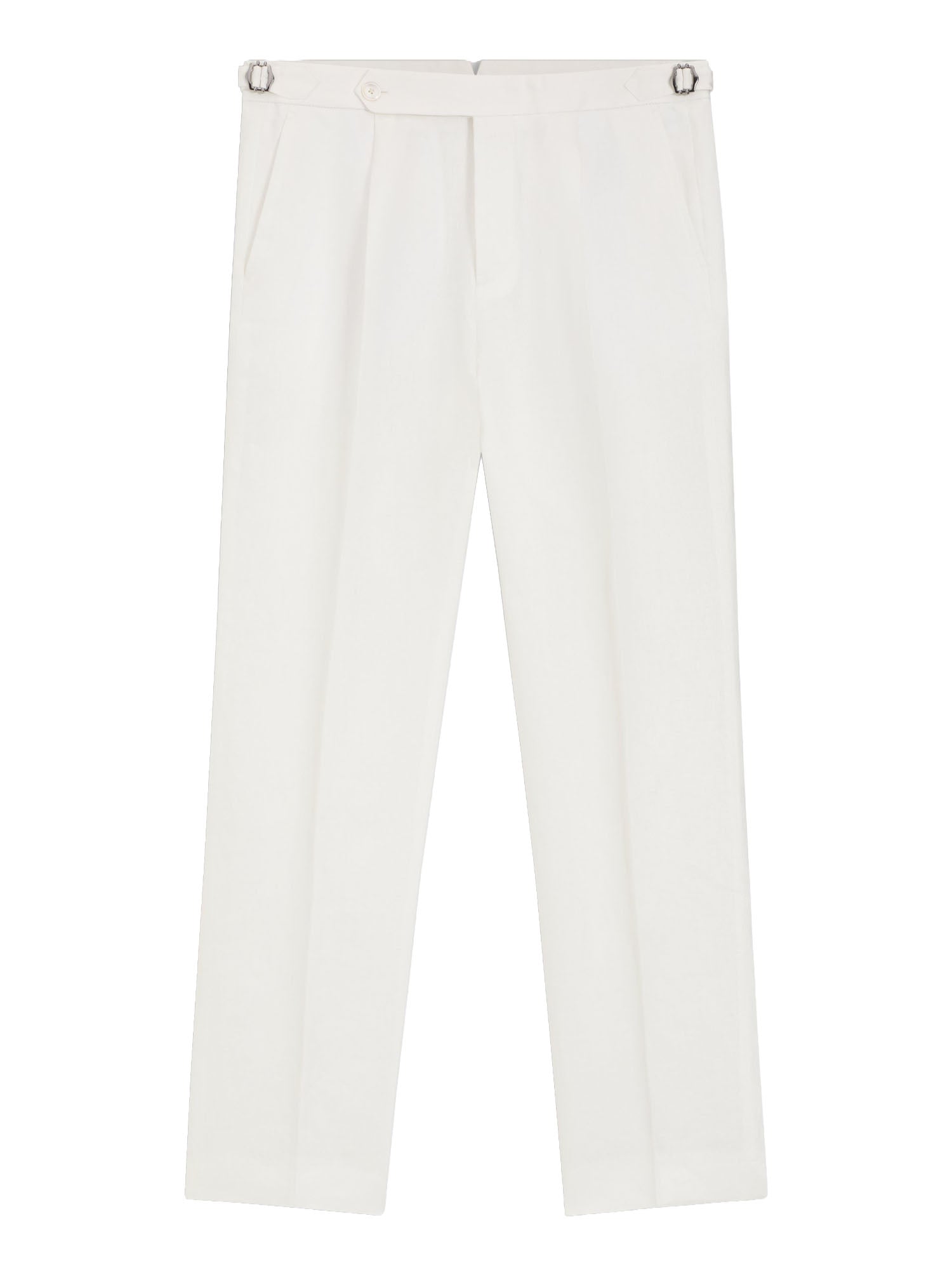 Boss Pantaloni Relaxed Fit in Lino Con Pieghe Sulla Parte Anteriore Bianco