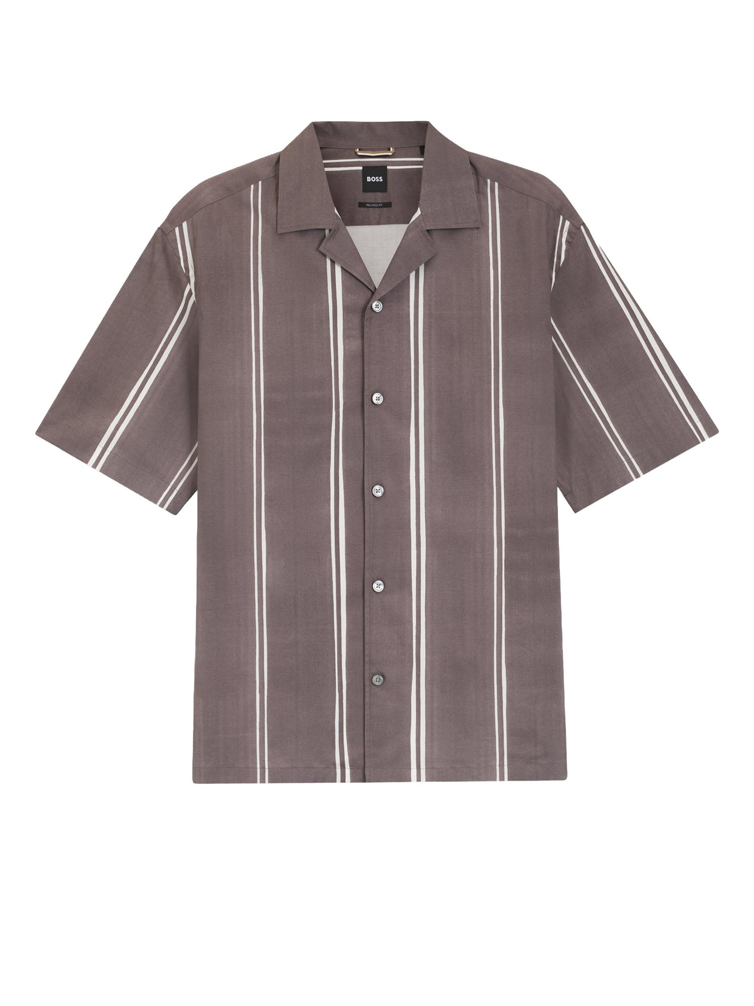 Boss Camicia relaxed fit in cotone elasticizzato a righe Viola