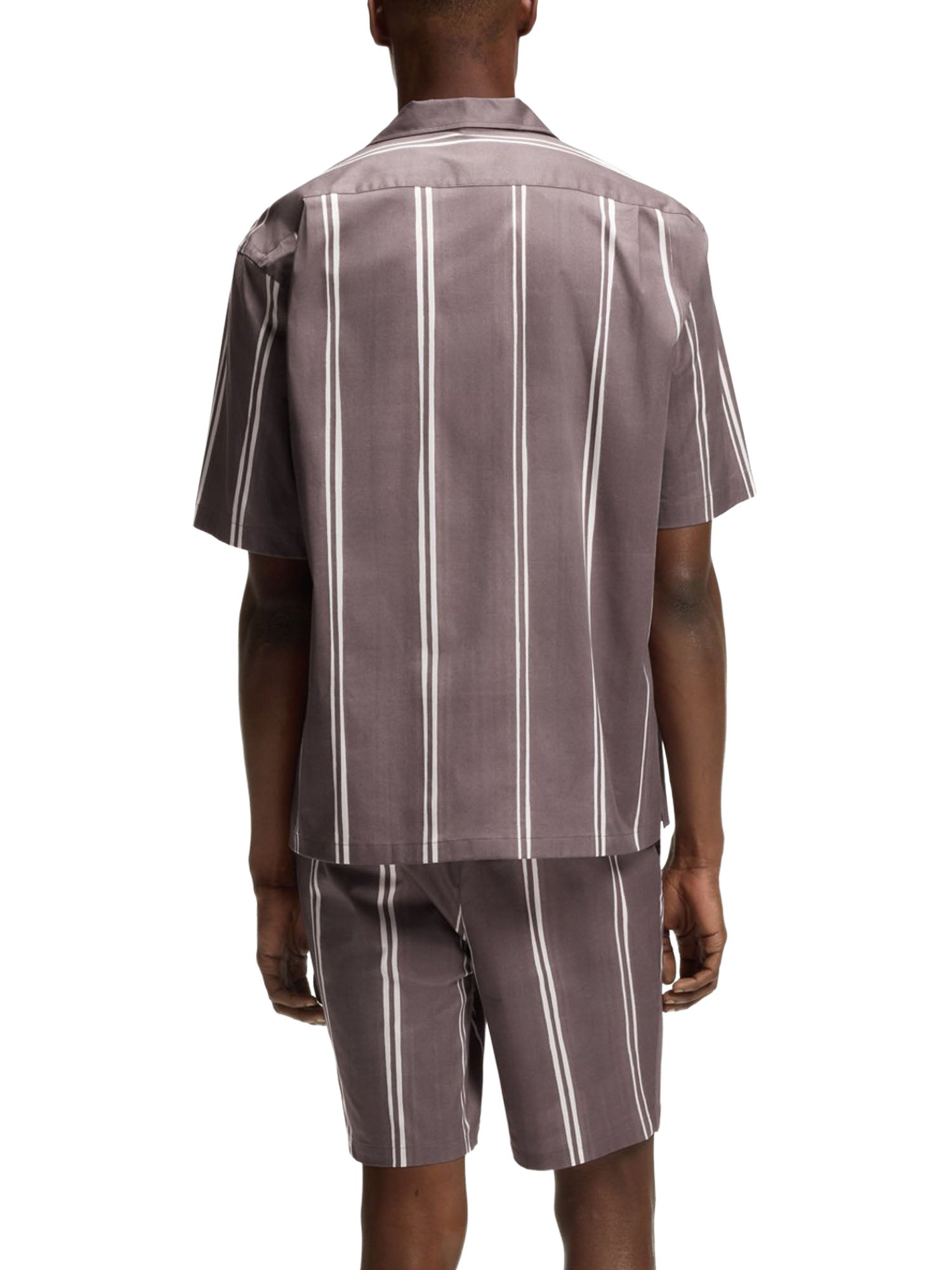 Boss Camicia relaxed fit in cotone elasticizzato a righe Viola