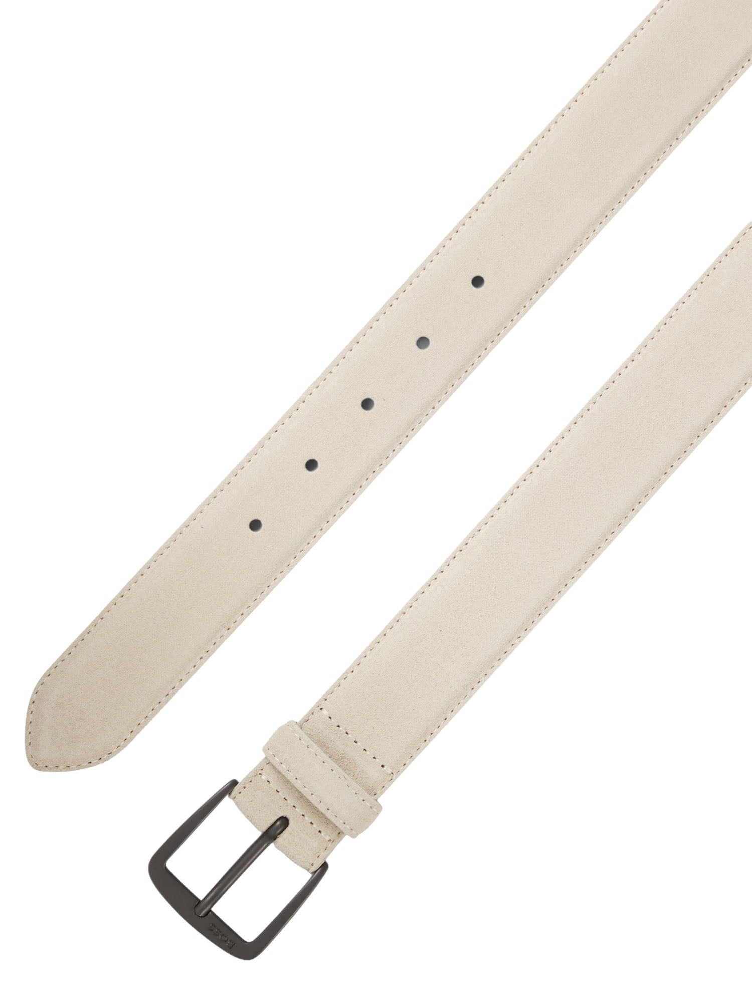 Boss Cintura in Pelle Scamosciata Italiana con Fibbia in Canna di fucile Bianco