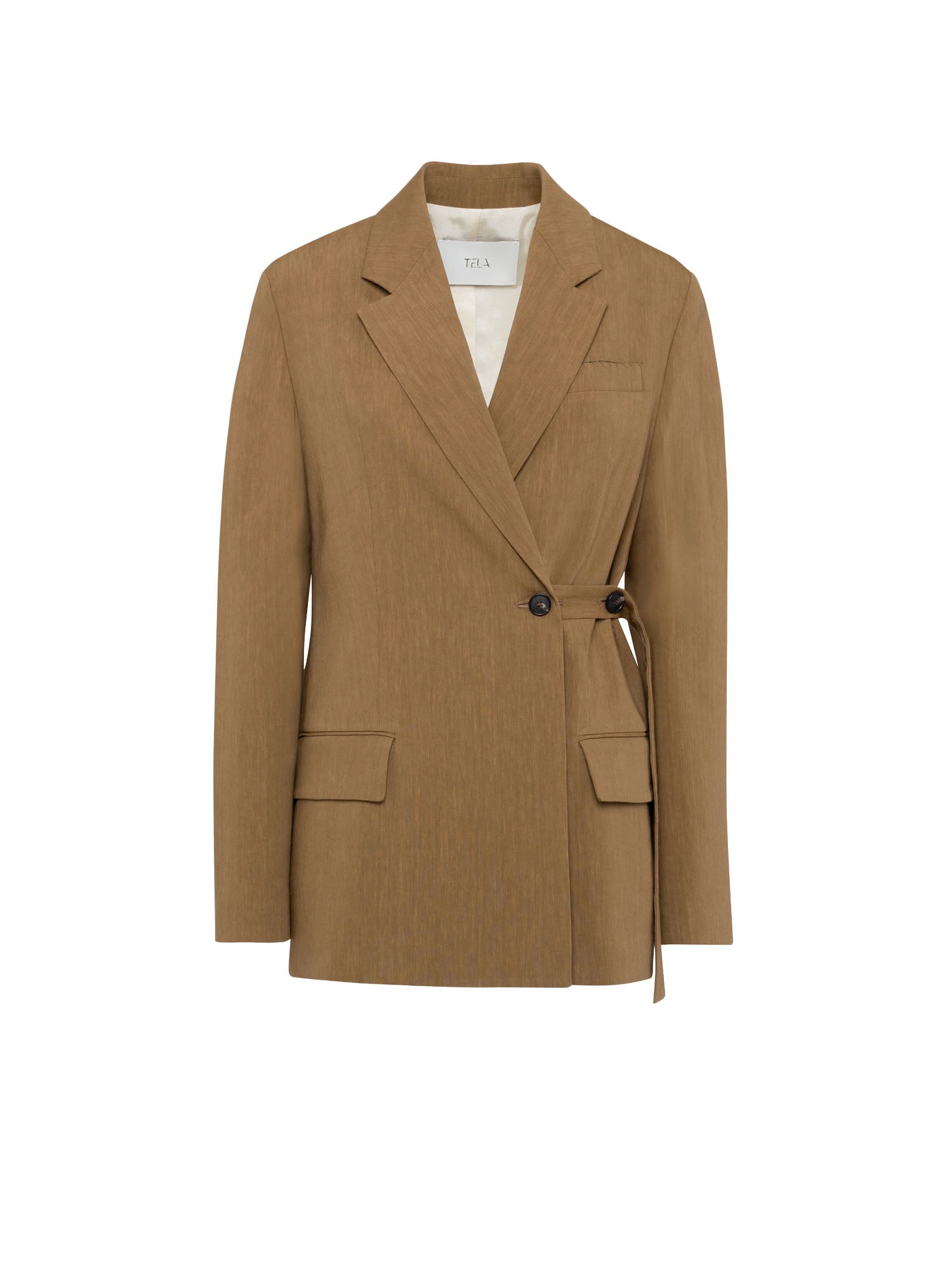 Tela9 Blazer monopetto in lino viscosa Marrone