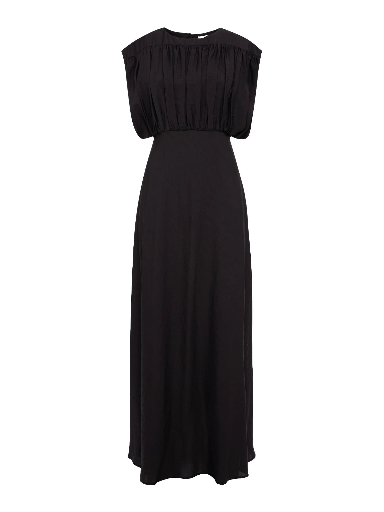 Tela9 Vestito Maxi Senza Maniche in Tencel con Bustino Arricciato Marrone