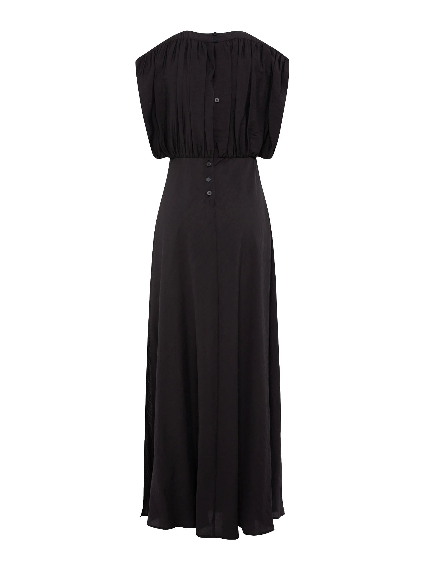 Tela9 Vestito Maxi Senza Maniche in Tencel con Bustino Arricciato Marrone