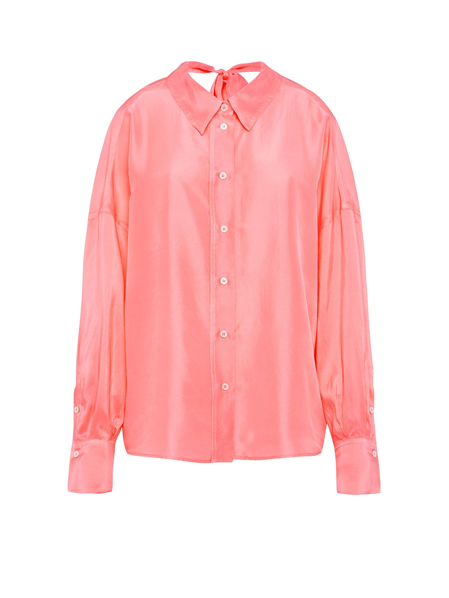 Tela9 Camicia a maniche lunghe in seta Habotai Rosa