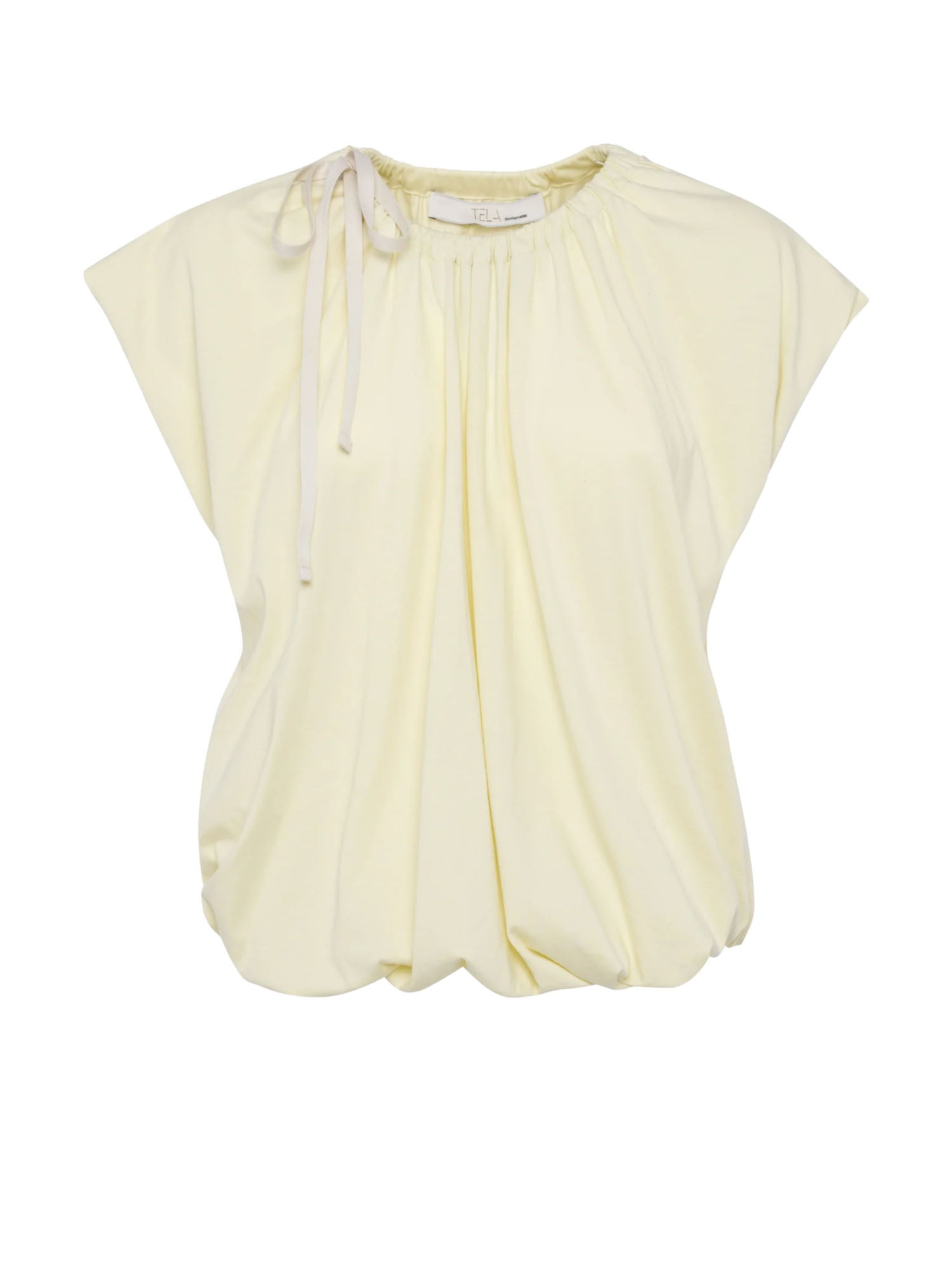 Tela9 T-shirt in cotone arricciata Bianco