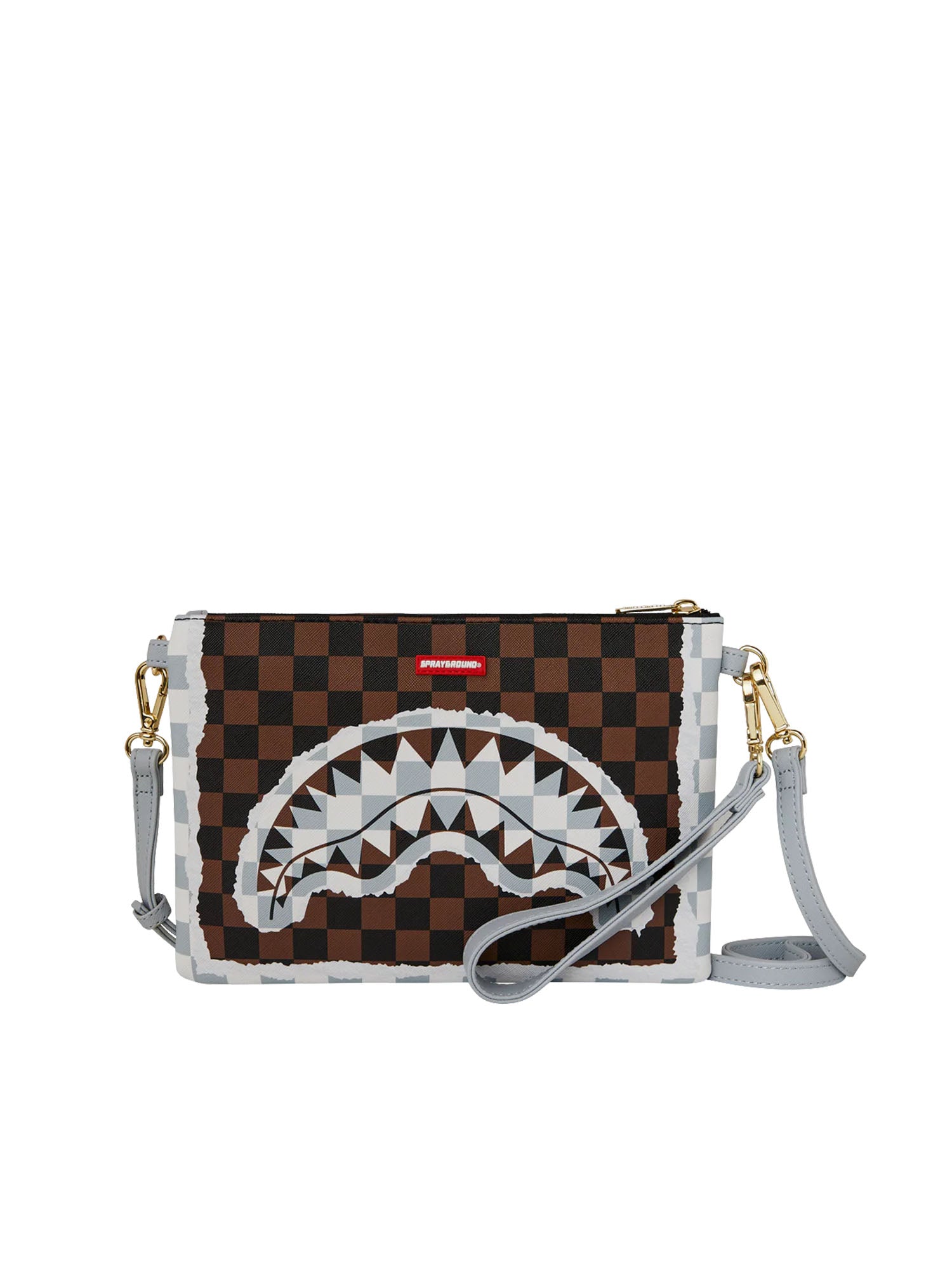 Sprayground Tear Check Crossover clutch Marrone