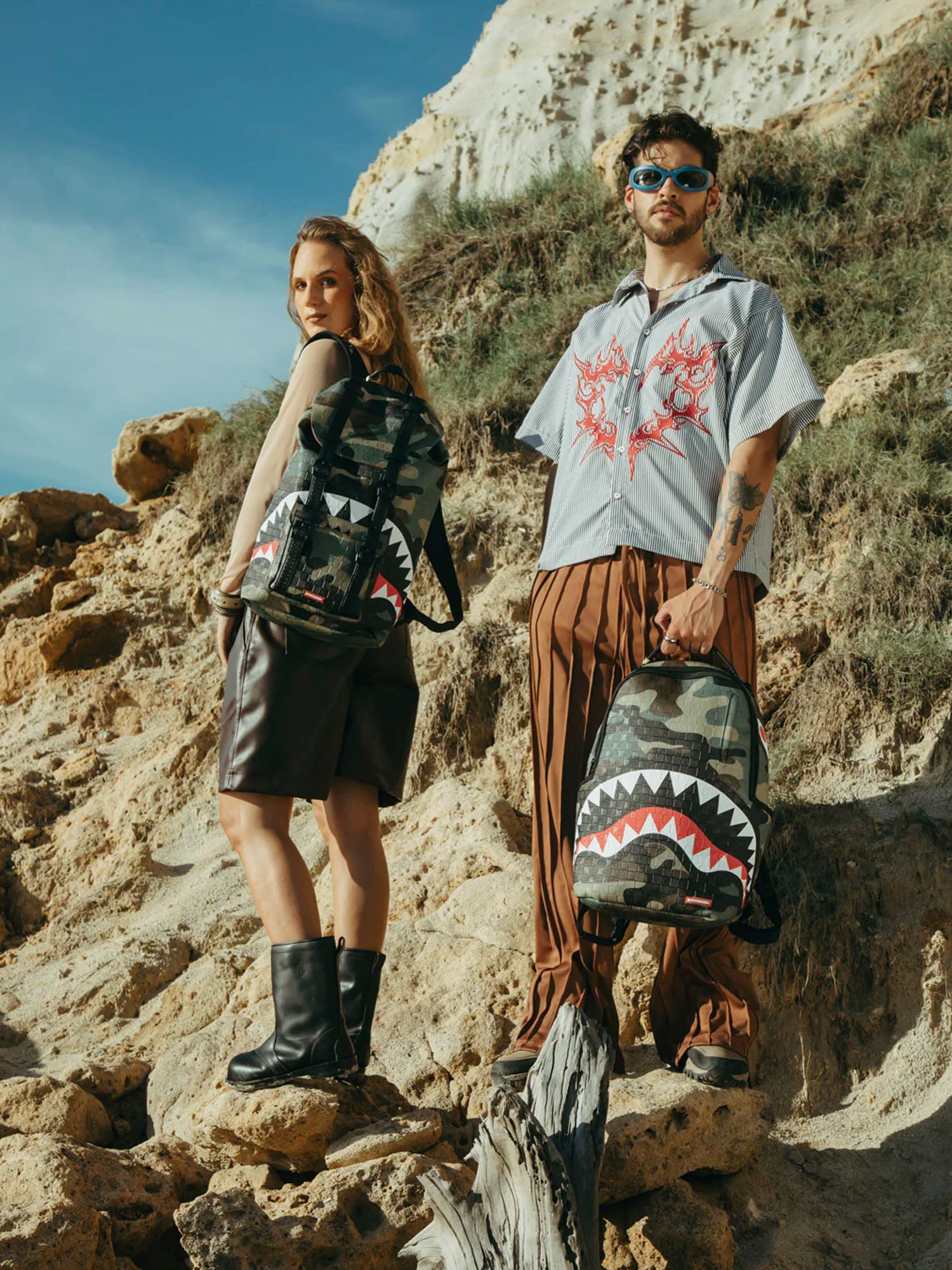 Sprayground Woodland Camo Check Backpack Multicolore