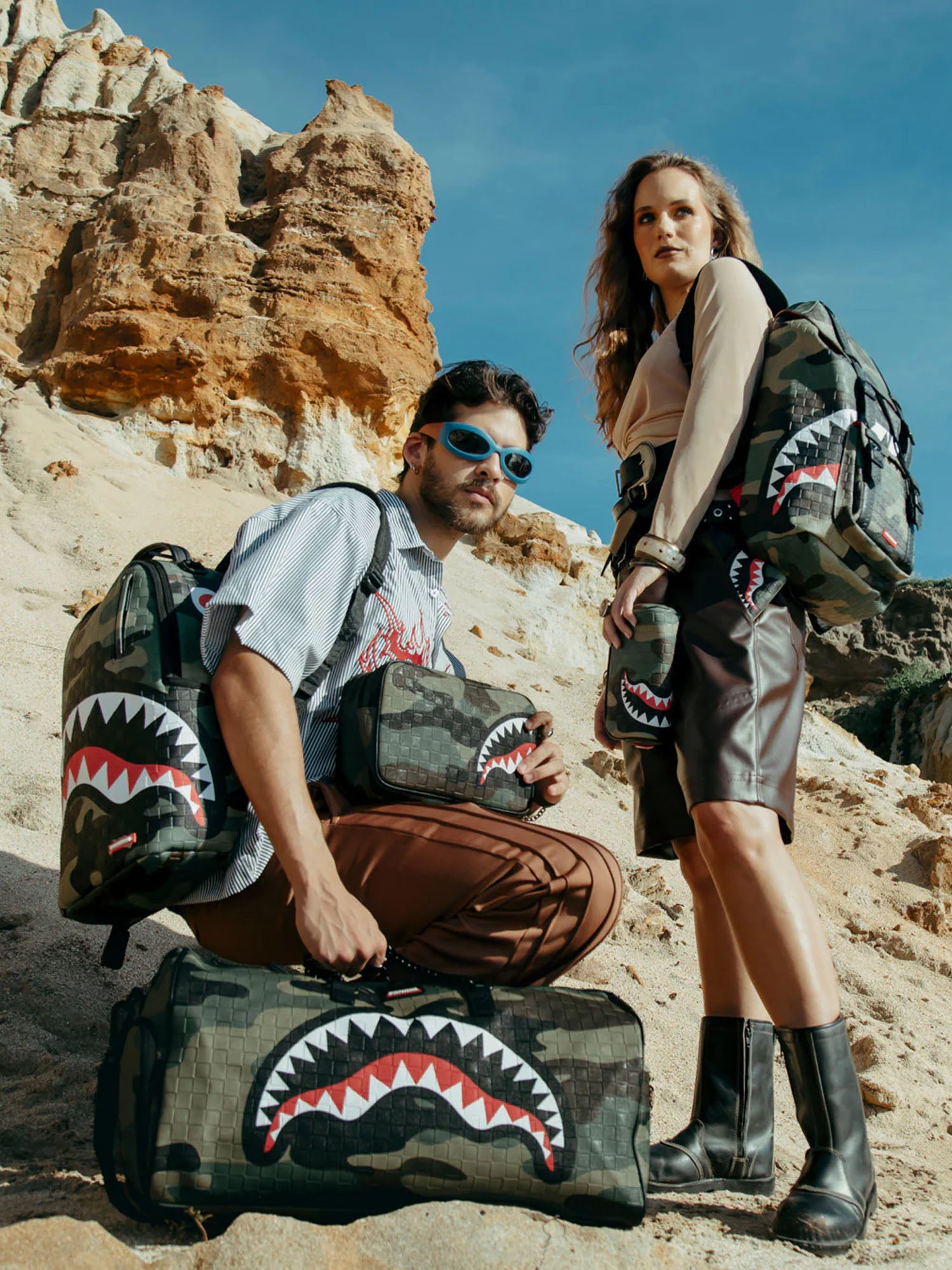 Sprayground Woodland Camo Check Toiletry Bag Multicolore