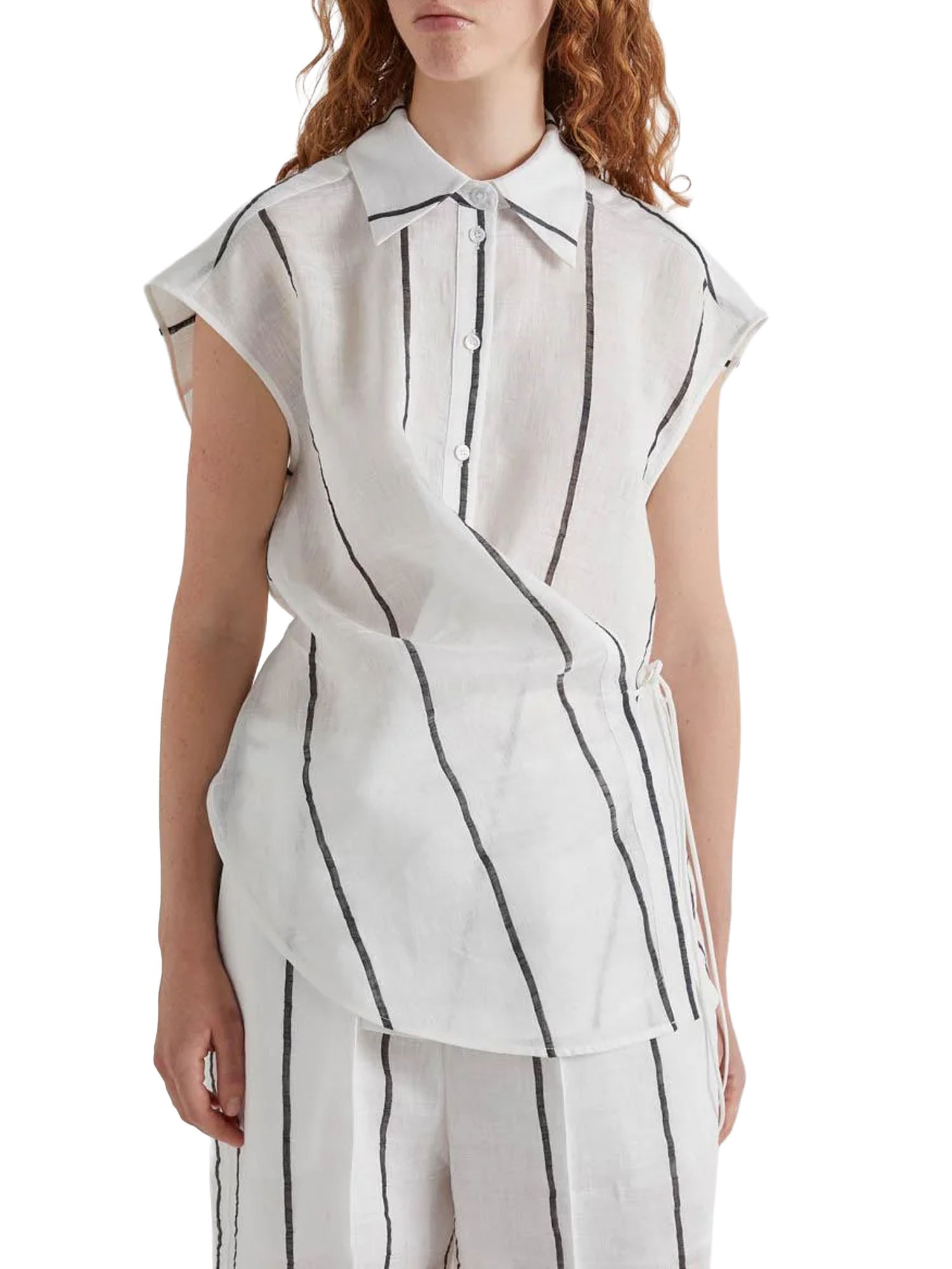 Meimei J. Camicia con Orlo Stondato Asimmetrico Bianco