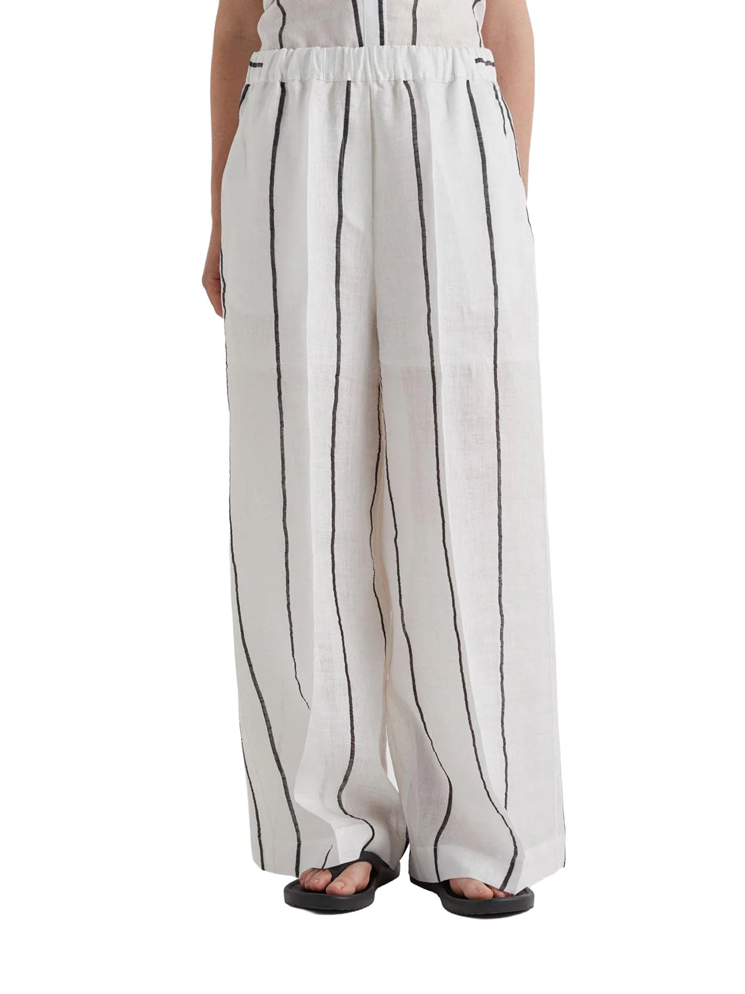 Meimei J. Pantalone di Linea Dritta a Gamba Larga Bianco