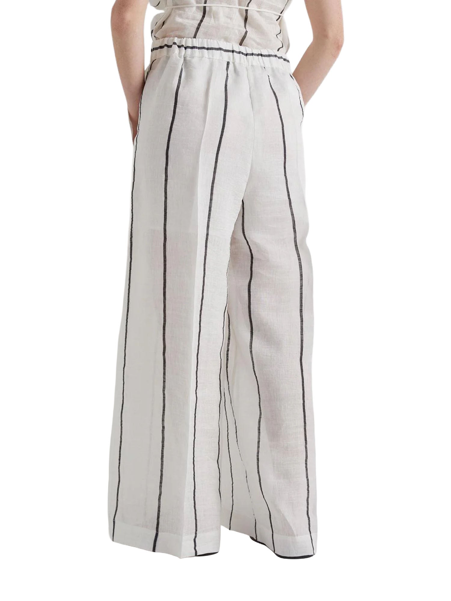 Meimei J. Pantalone di Linea Dritta a Gamba Larga Bianco
