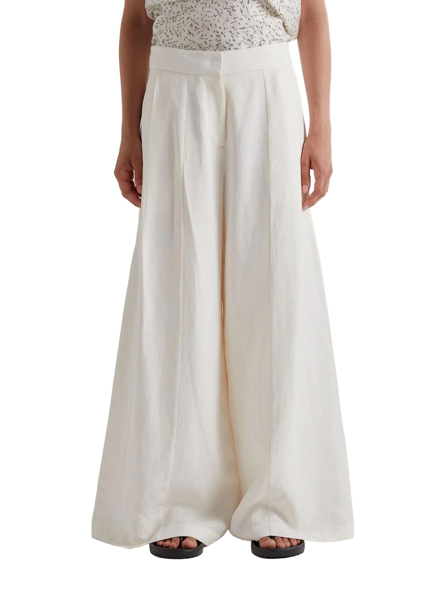 Meimei J. Pantalone di Linea Dritta a Gamba Larga Bianco