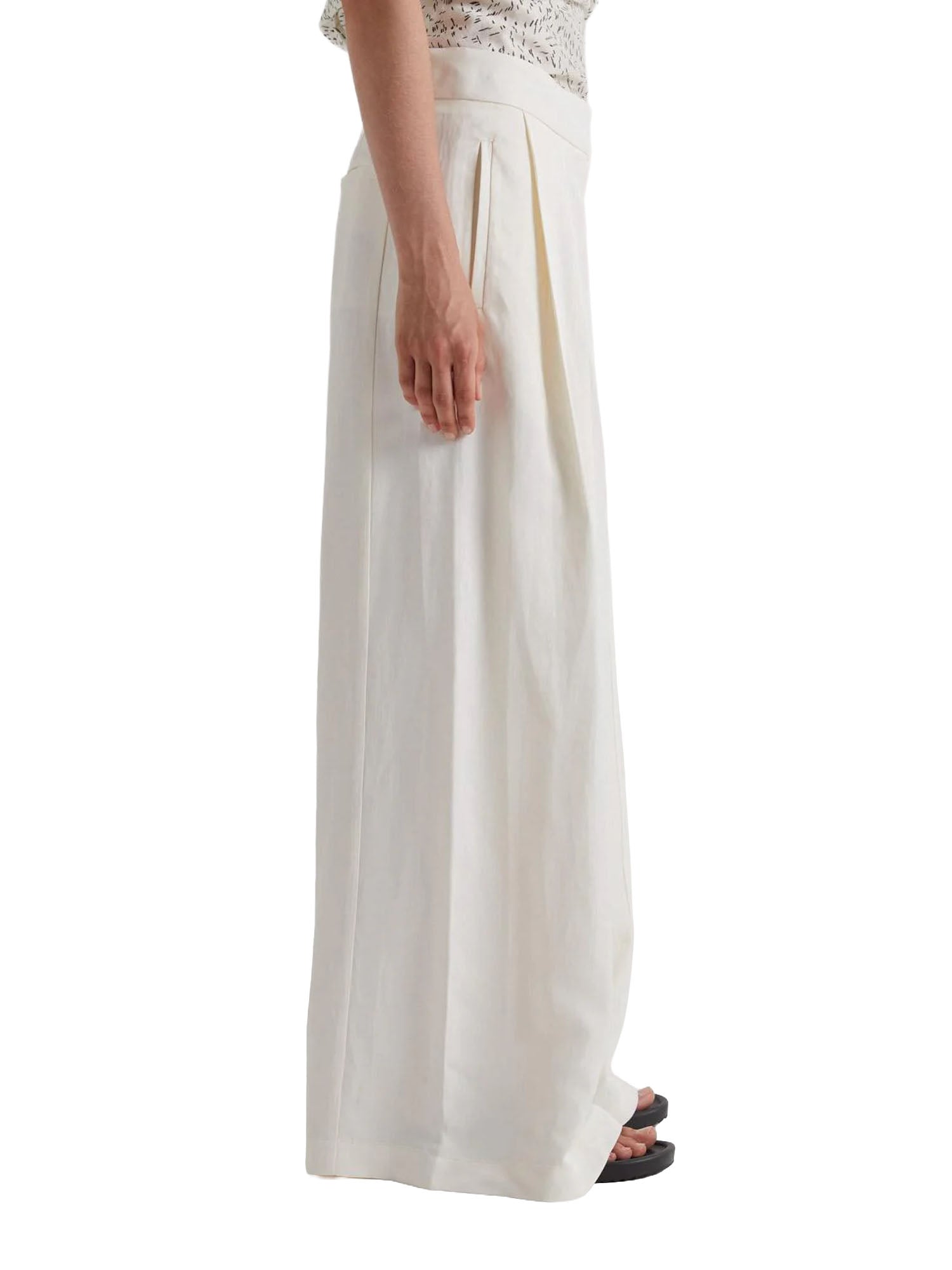 Meimei J. Pantalone di Linea Dritta a Gamba Larga Bianco