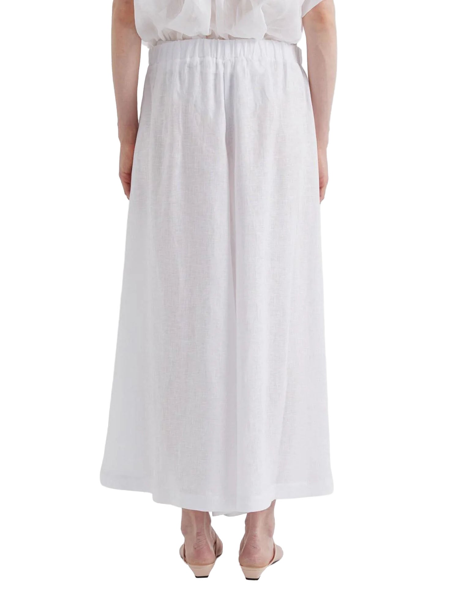 Meimei J. Pantalone Ampio in Puro Lino Bianco