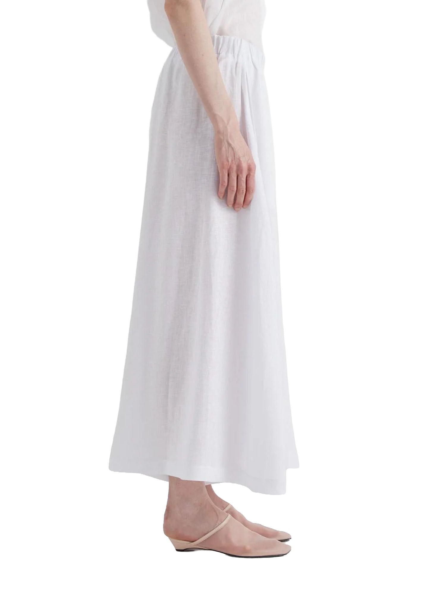 Meimei J. Pantalone Ampio in Puro Lino Bianco