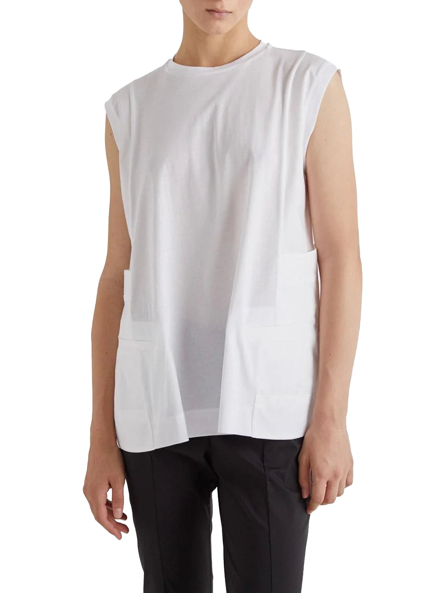 Meimei J. T-shirt Girocollo con Tessuti Combinati Bianco