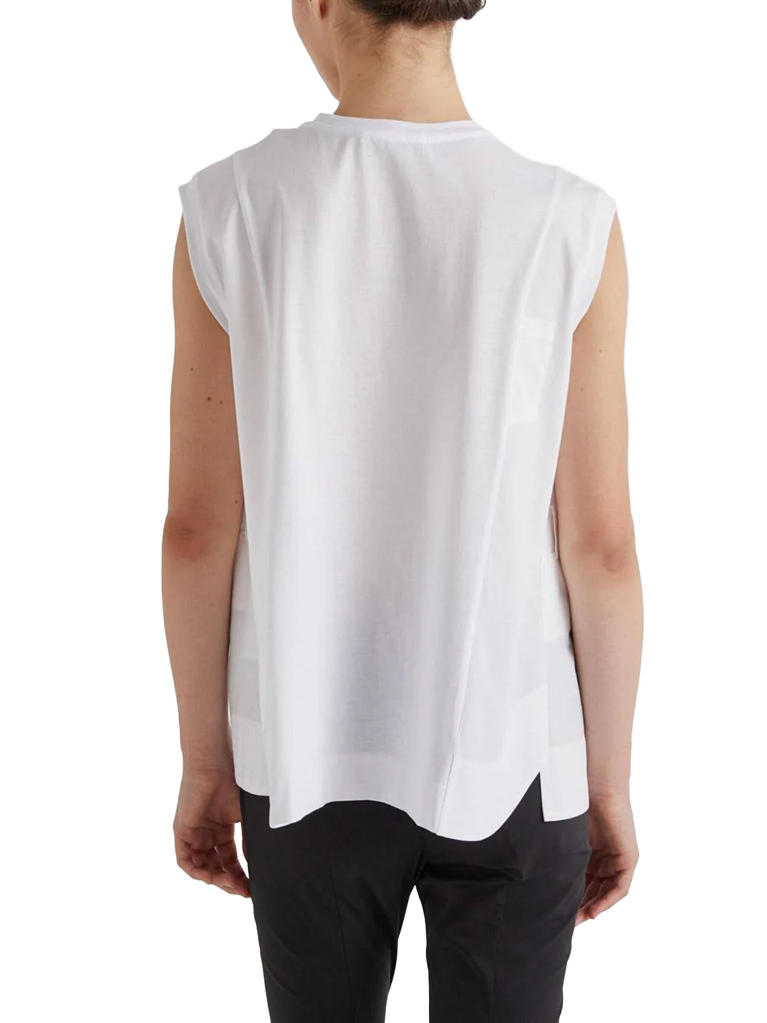 Meimei J. T-shirt Girocollo con Tessuti Combinati Bianco