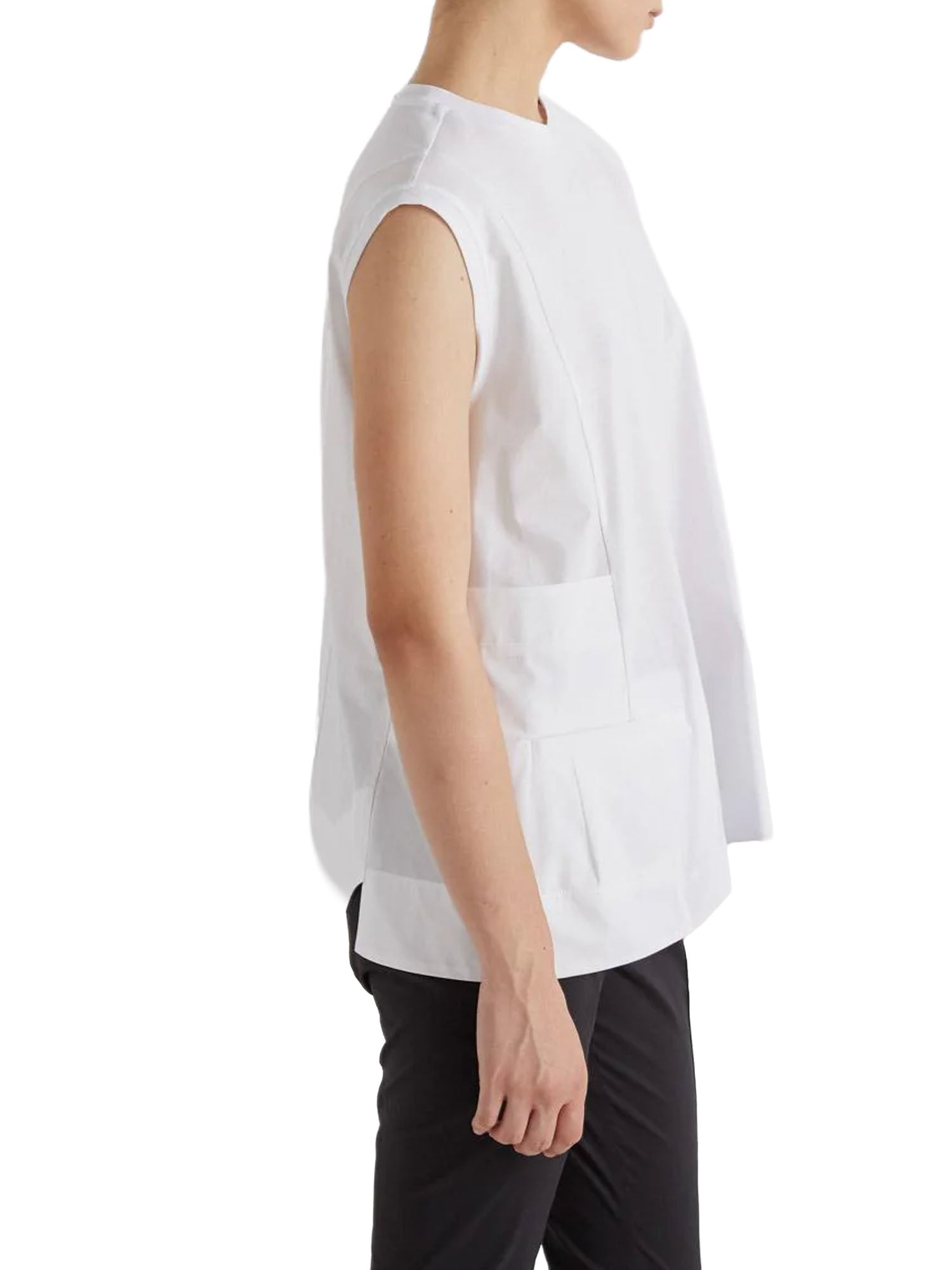 Meimei J. T-shirt Girocollo con Tessuti Combinati Bianco