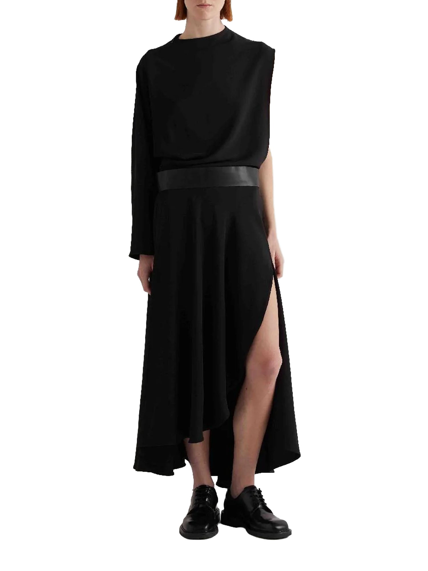 Meimei J. Abito lungo monospalla con ampia gonna Nero