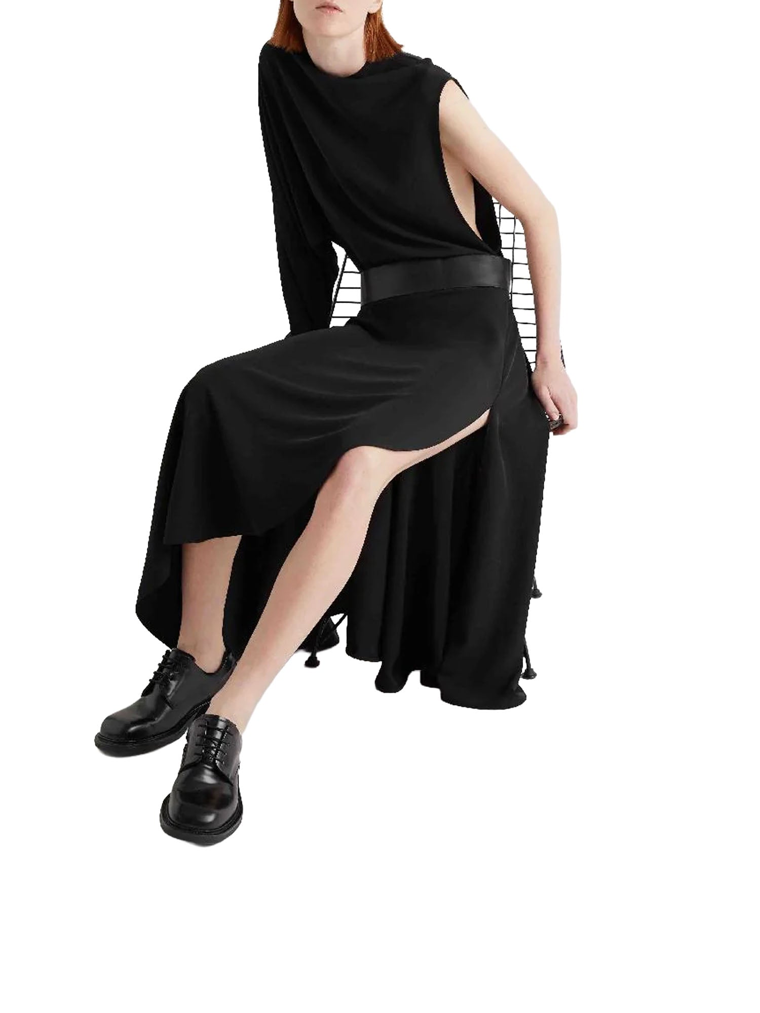 Meimei J. Abito lungo monospalla con ampia gonna Nero