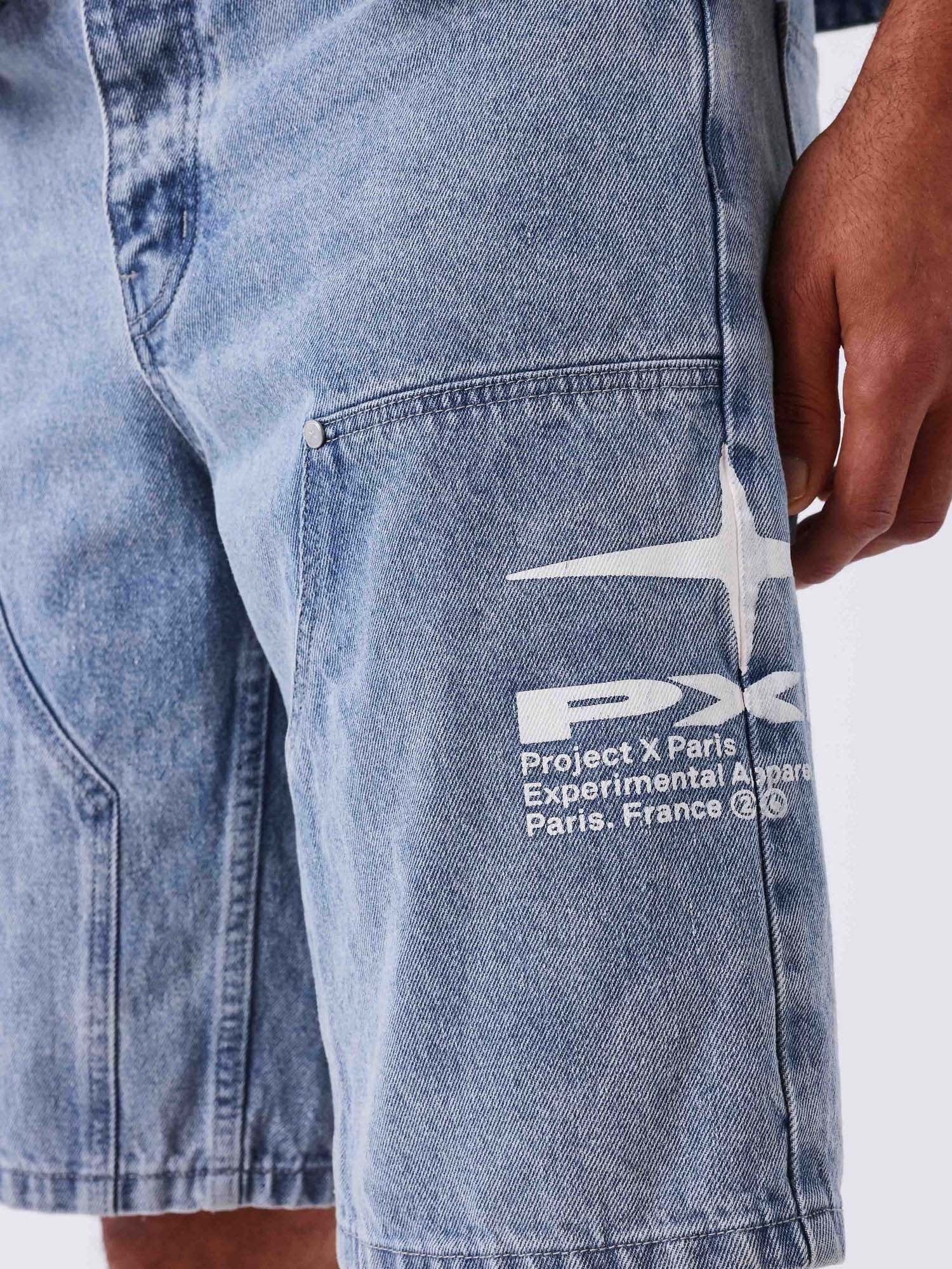 Project X Paris Short in denim Idea Azzurro