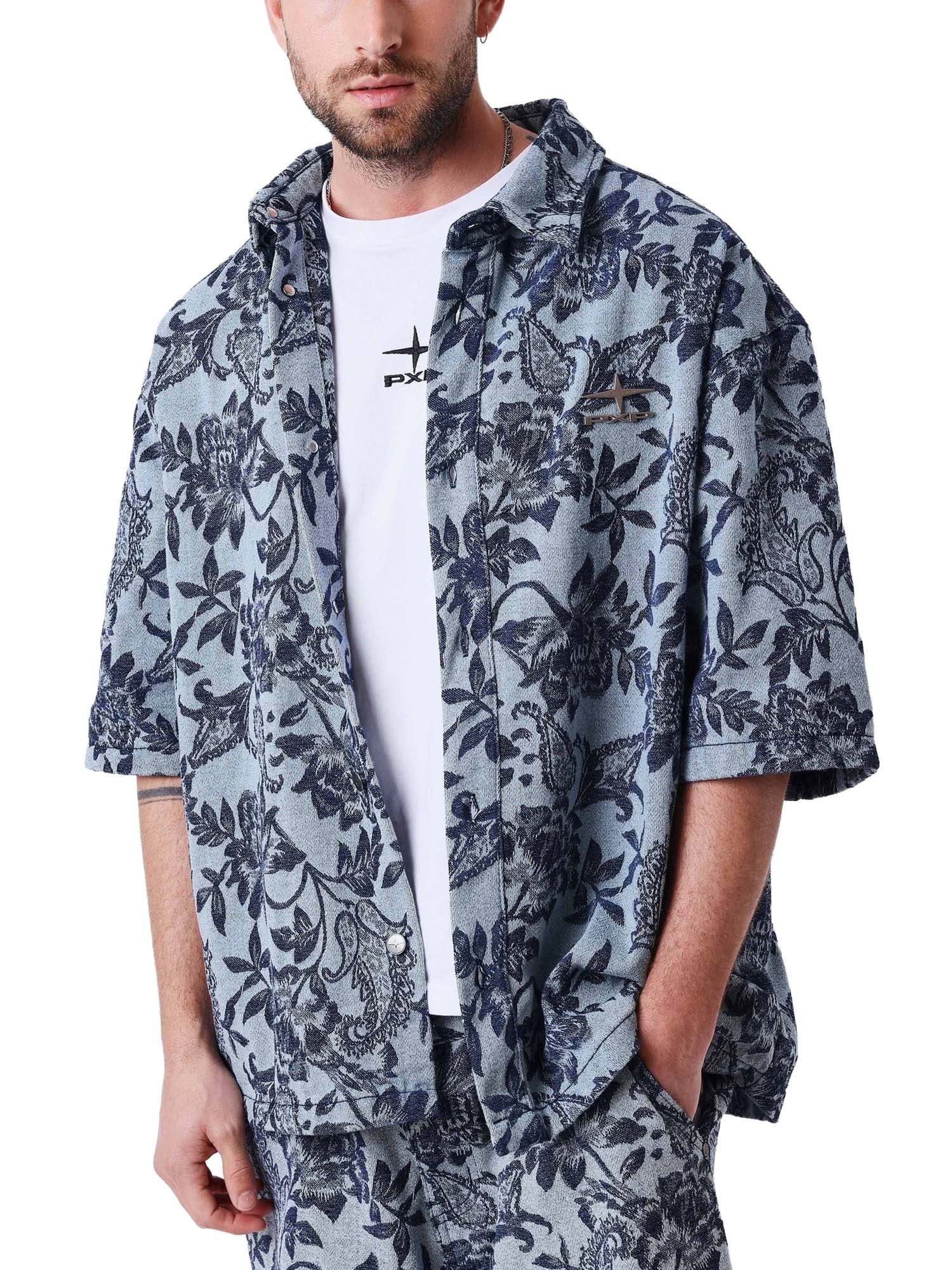 Project X Paris Camicia maniche corte Green Rush Blu