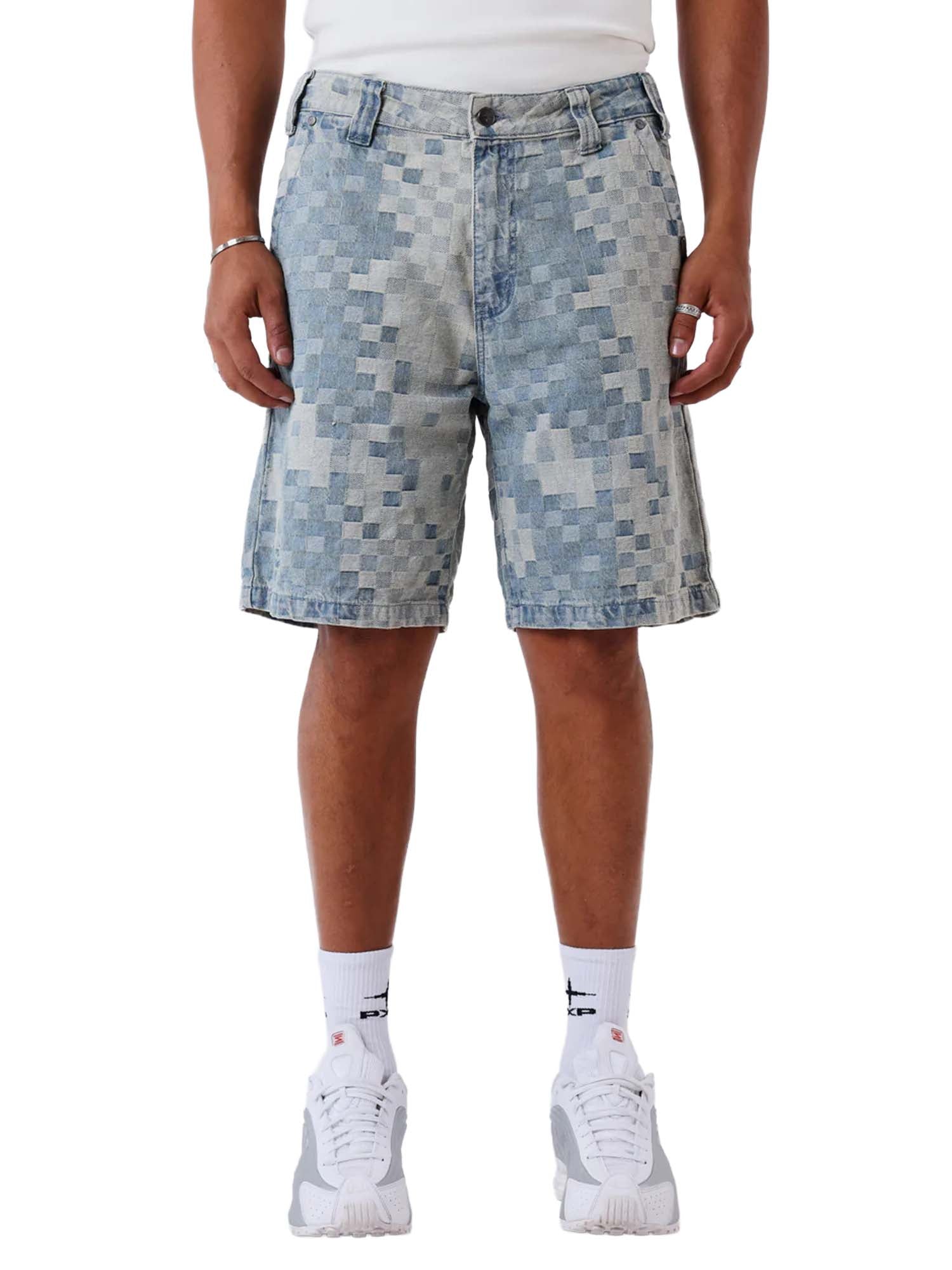 Project X Paris Shorts Blocks Denim Azzurro