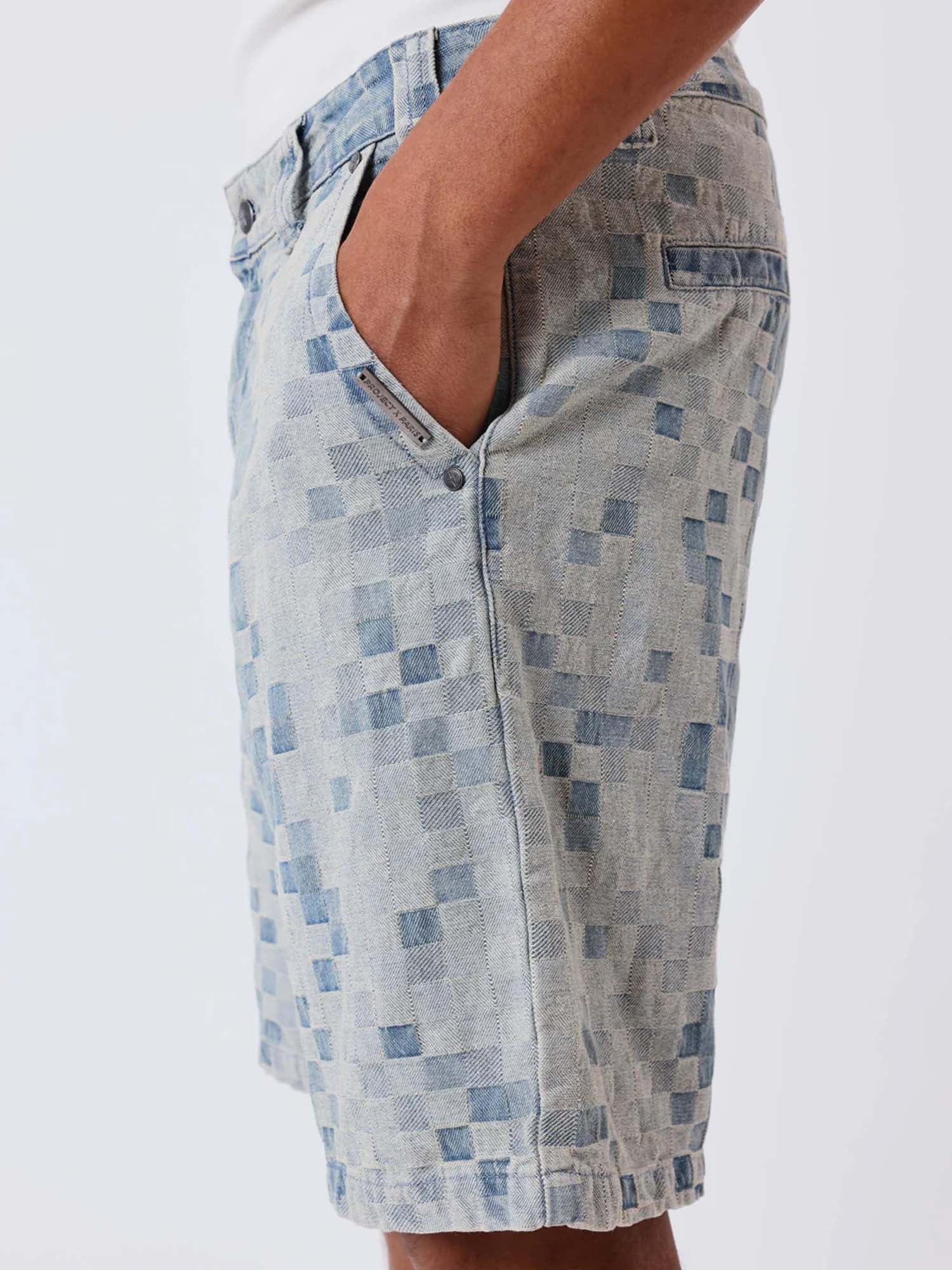 Project X Paris Shorts Blocks Denim Azzurro