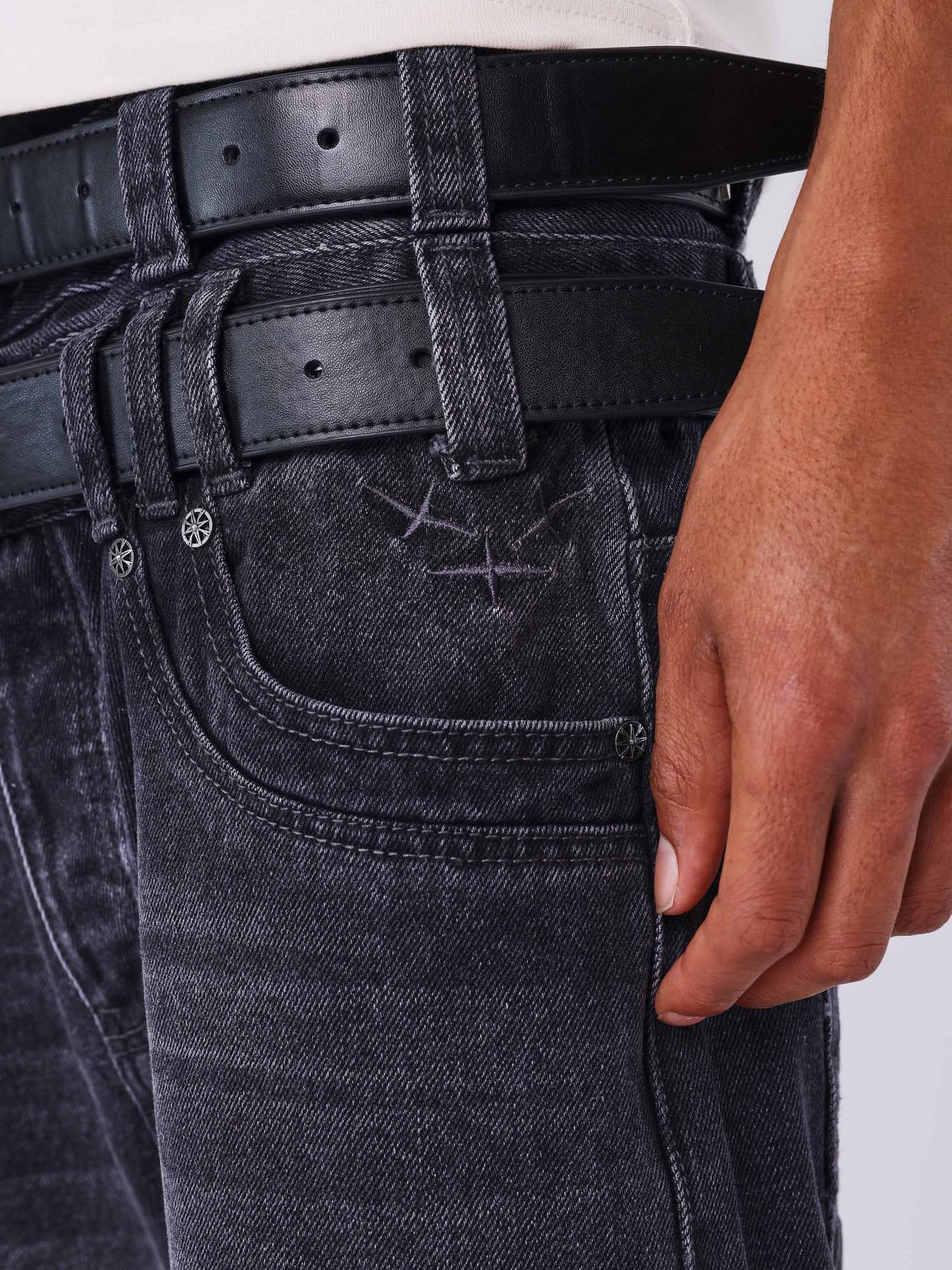 Project X Paris Jean barrel noir délavé Nero